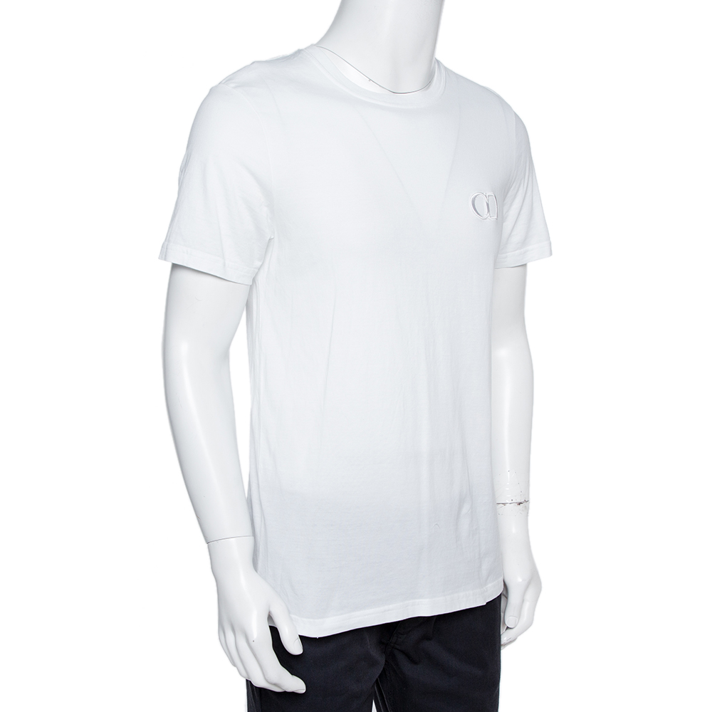 

Dior White Cotton Logo Embroidered T-Shirt