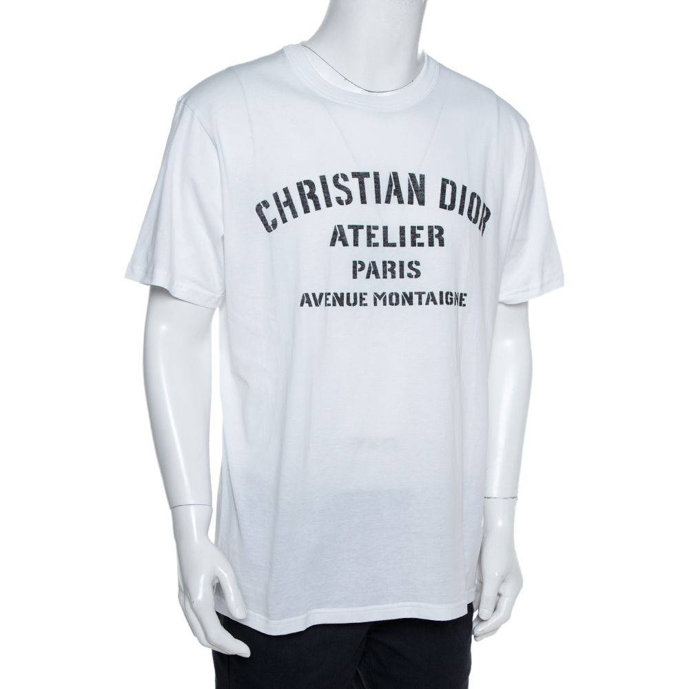 

Dior White Cotton Logo Printed Crewneck T-Shirt