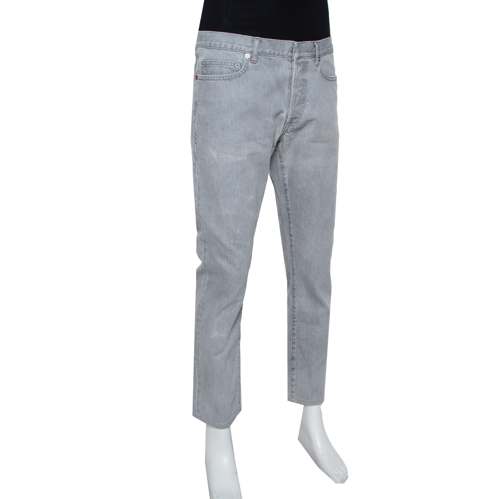 

Dior Light Grey Denim Straight Leg Jeans