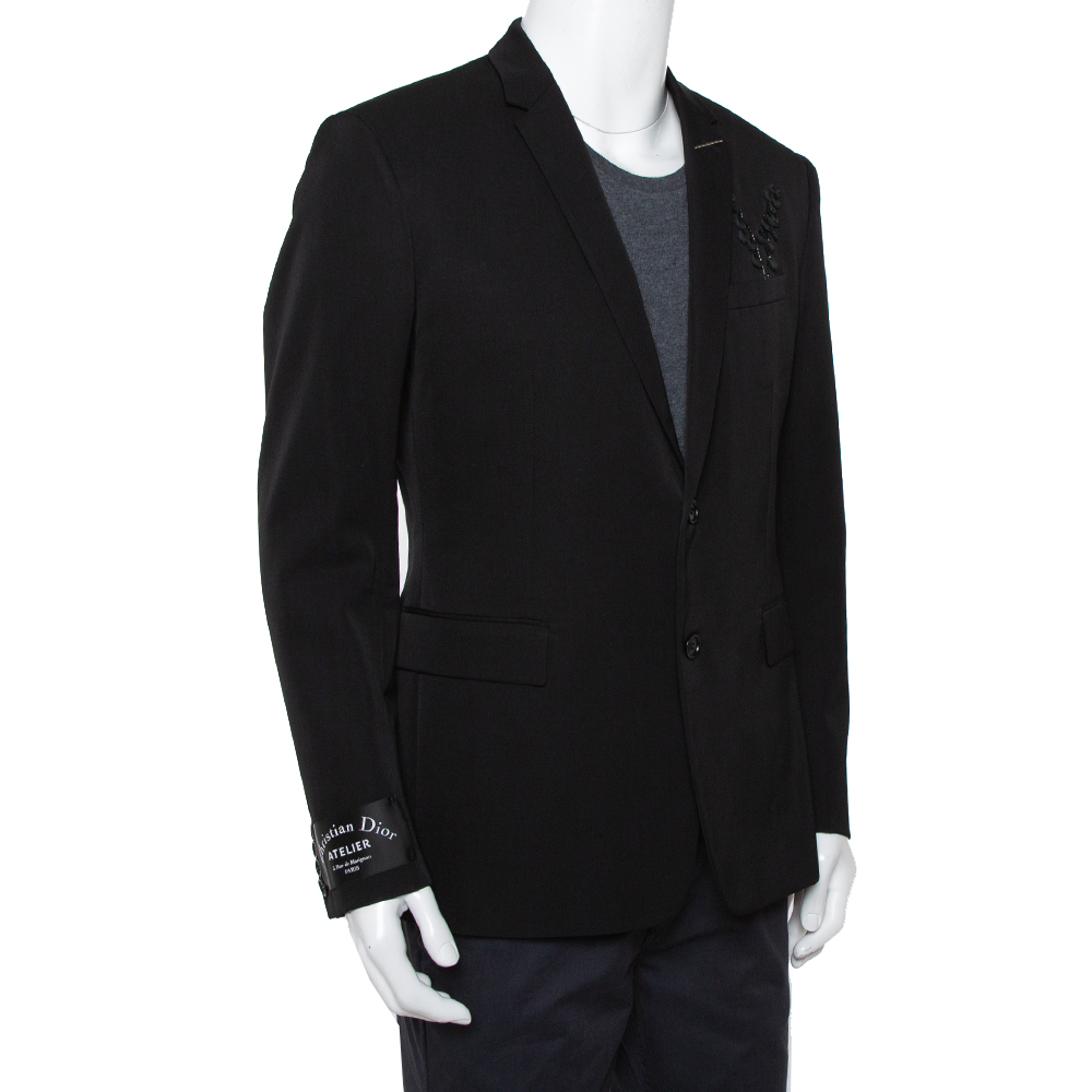 

Dior Homme Black Wool Embellished Button Front Blazer