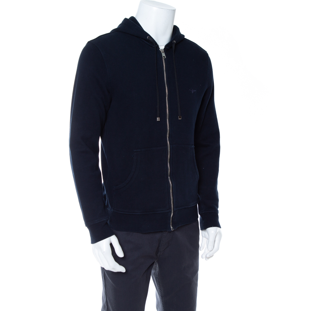 

Dior Navy Blue Knit Bee Embroidered Hooded Jacket