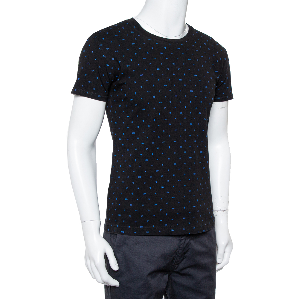 

Dior Homme Midnight Blue Logo Printed Cotton Crewneck T-Shirt, Navy blue