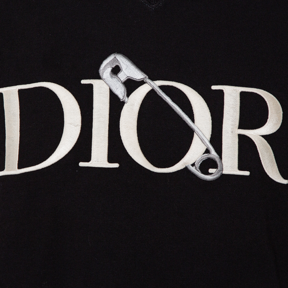 Dior X Judy Blame Black Cotton Logo Embroidered Crewneck T-Shirt L