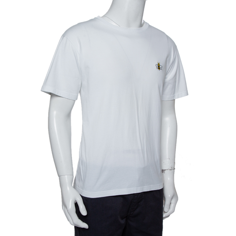 

Dior Homme X KAWS White Cotton Bee Embroidered Oversized Crewneck T-Shirt