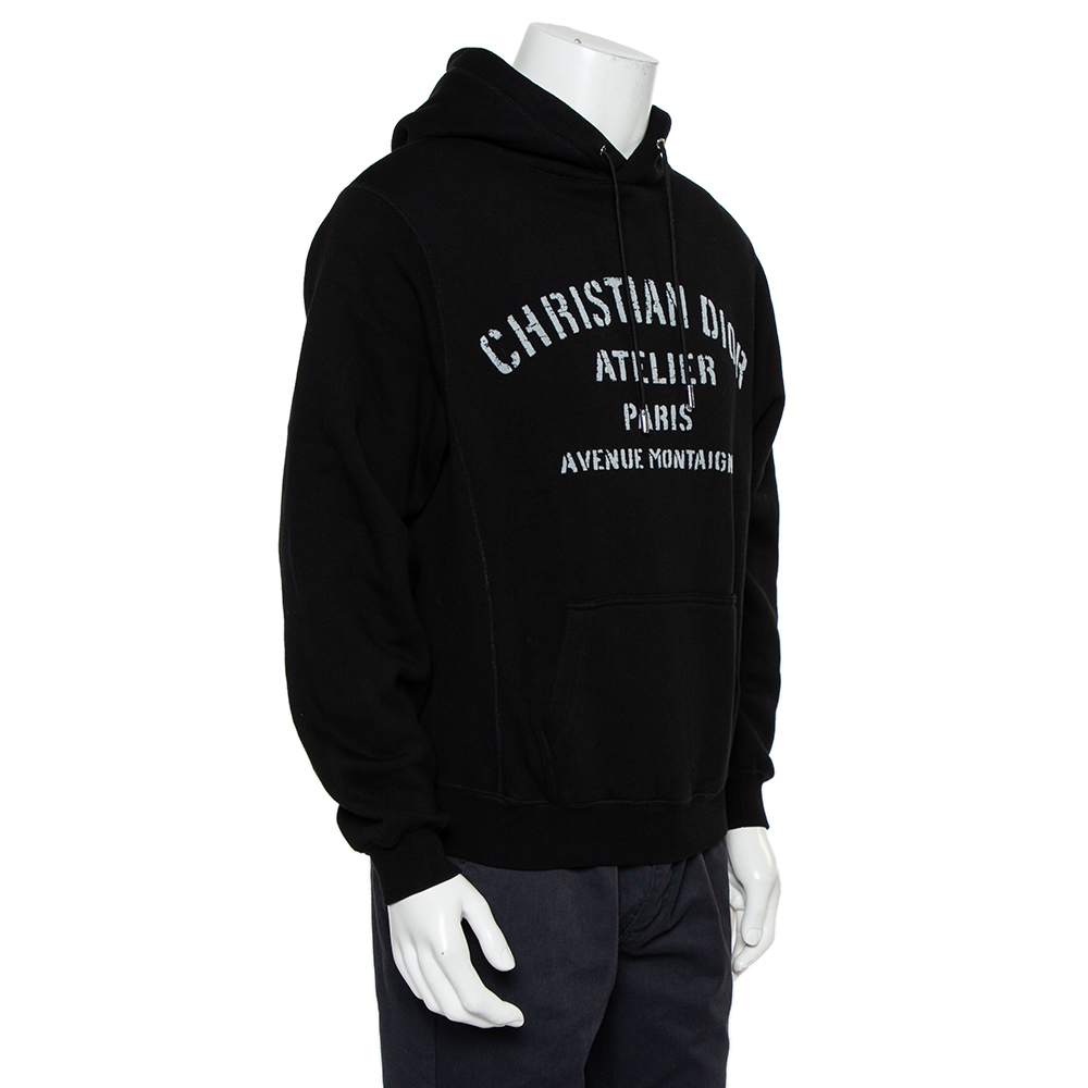 

Dior Homme Black Cotton Logo Detail Hooded Oversized Sweatshirt