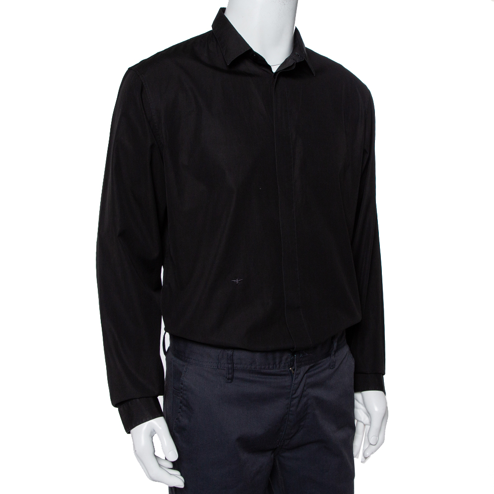 

Dior Homme Black Cotton Button Front Shirt