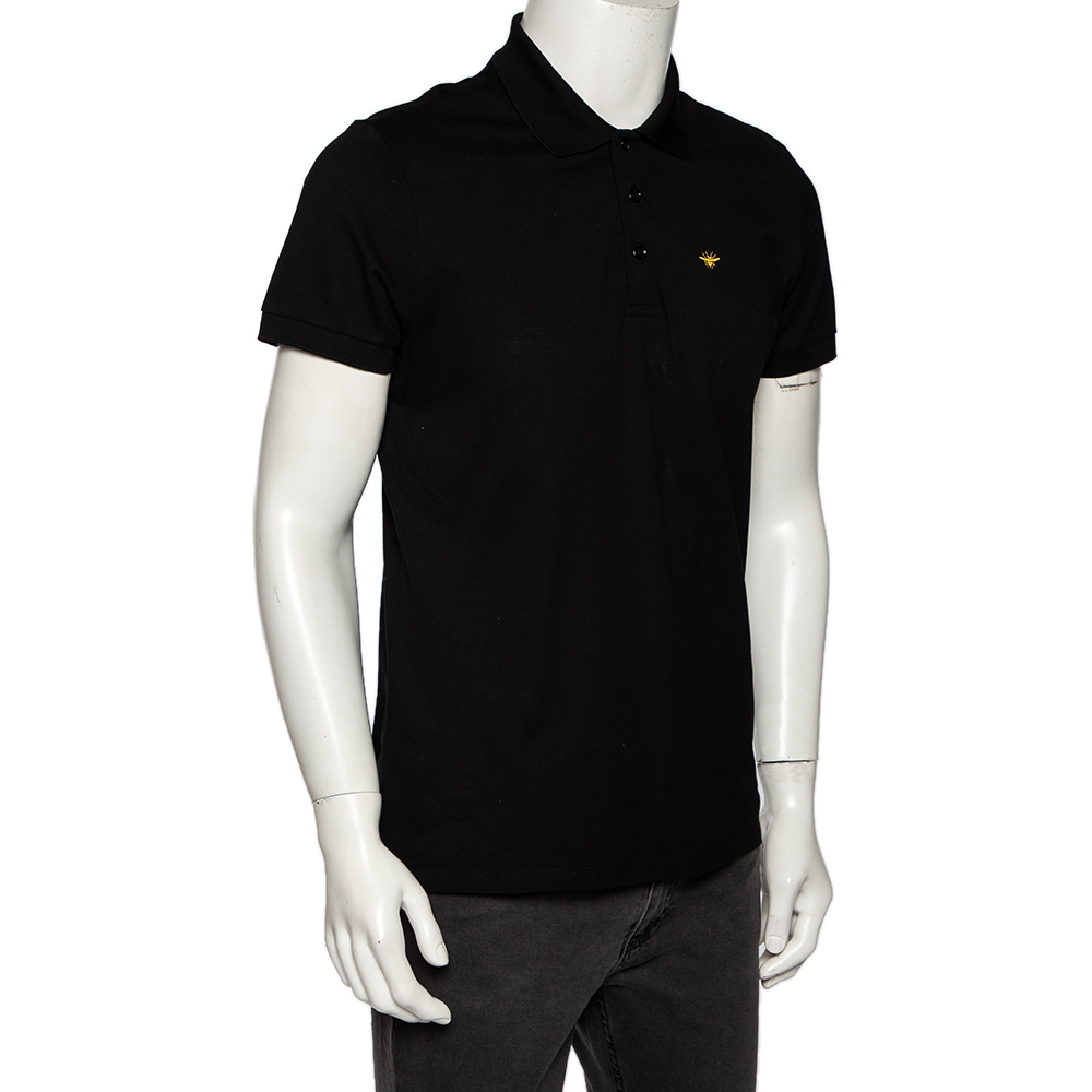 

Dior Homme Black Bee Embroidered Cotton Pique Polo T-Shirt