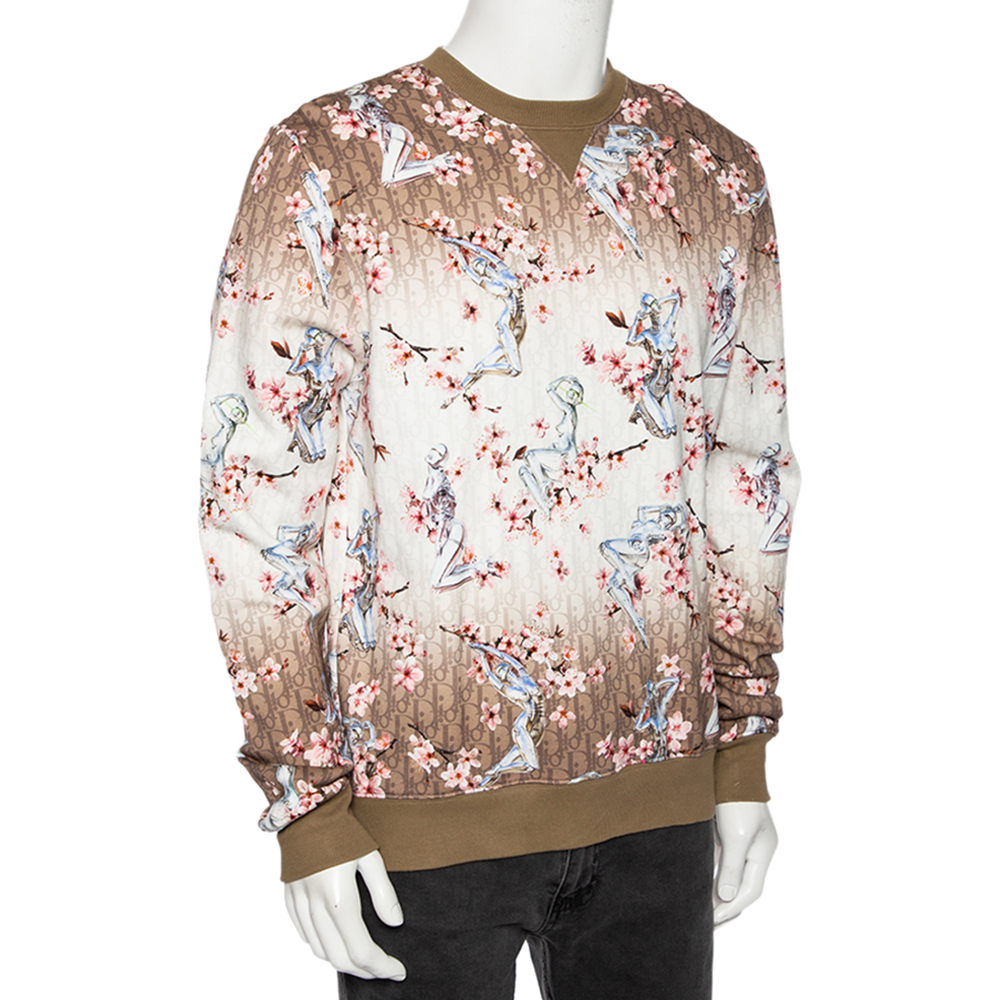 

Dior Homme Ombre Sorayama Floral & Robots Printed Cotton Crewneck Sweatshirt, Multicolor