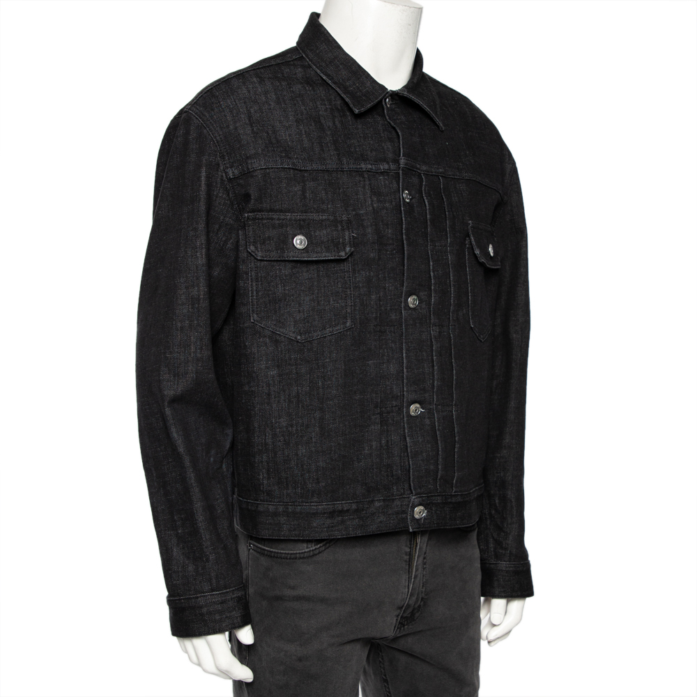 

Dior Black Denim Oblique Lined Button Front Jacket