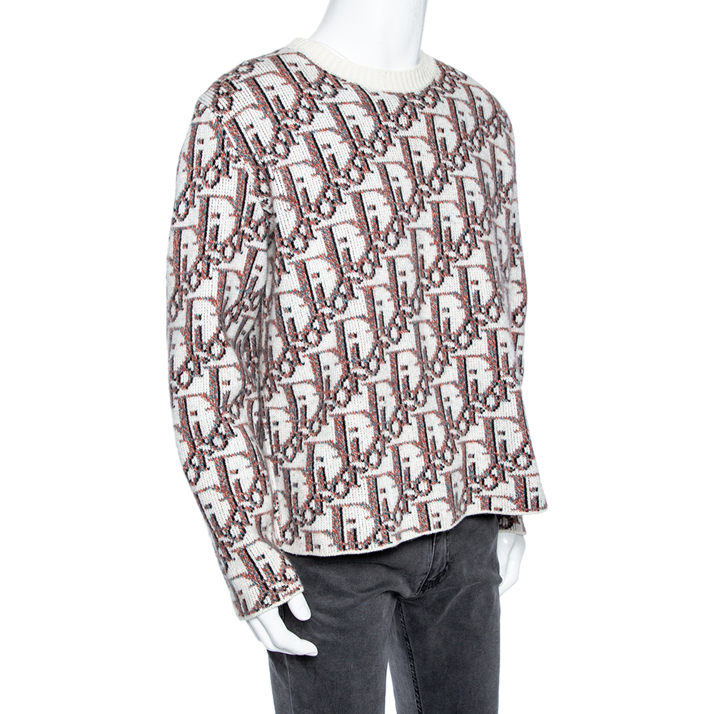 

Dior Multicolored Oblique Logo Jacquard Wool & Cashmere Pullover, Multicolor