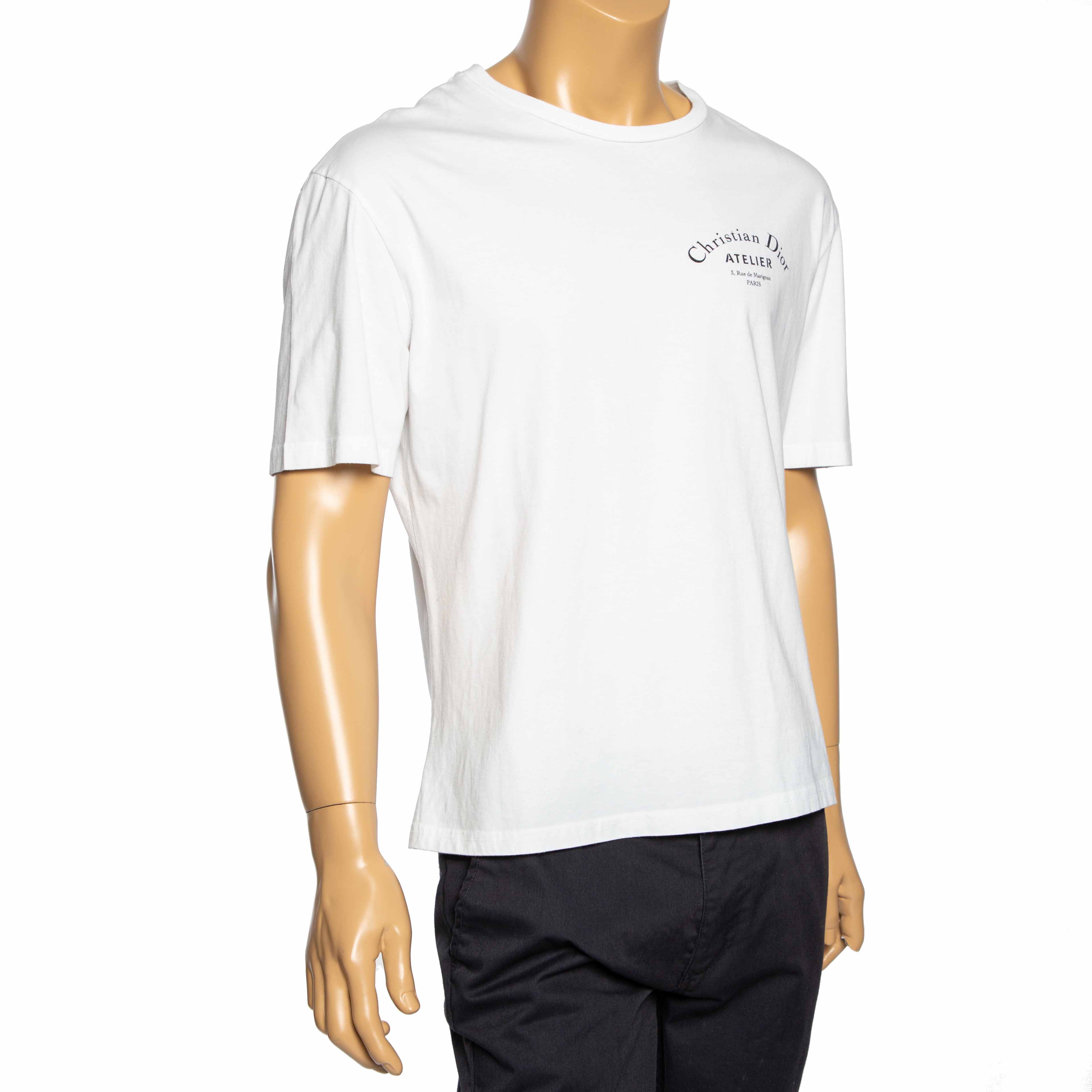 

Dior White Logo Printed Cotton Short Sleeve T-Shirt