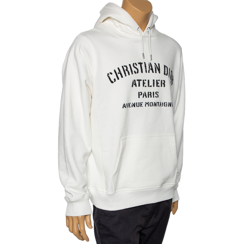 

Dior White Logo Printed Cotton Long Sleeve Hoodie