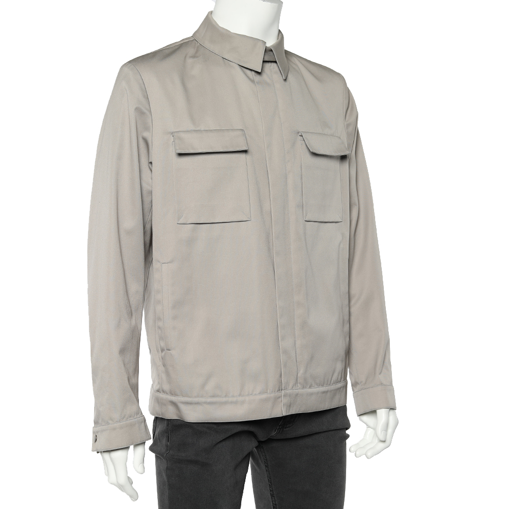 

Christian Dior Grey Cotton Zip Front Jacket