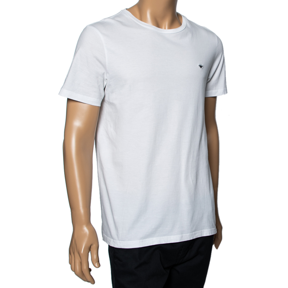 

Dior White Cotton Bee Embroidered Short Sleeve T-Shirt