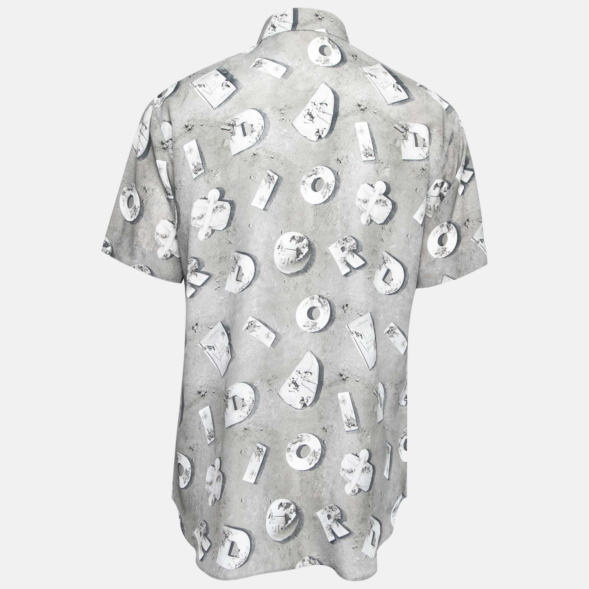 

Dior X Daniel Arsham Grey Lunar Printed Crepe Short Sleeve Shirt