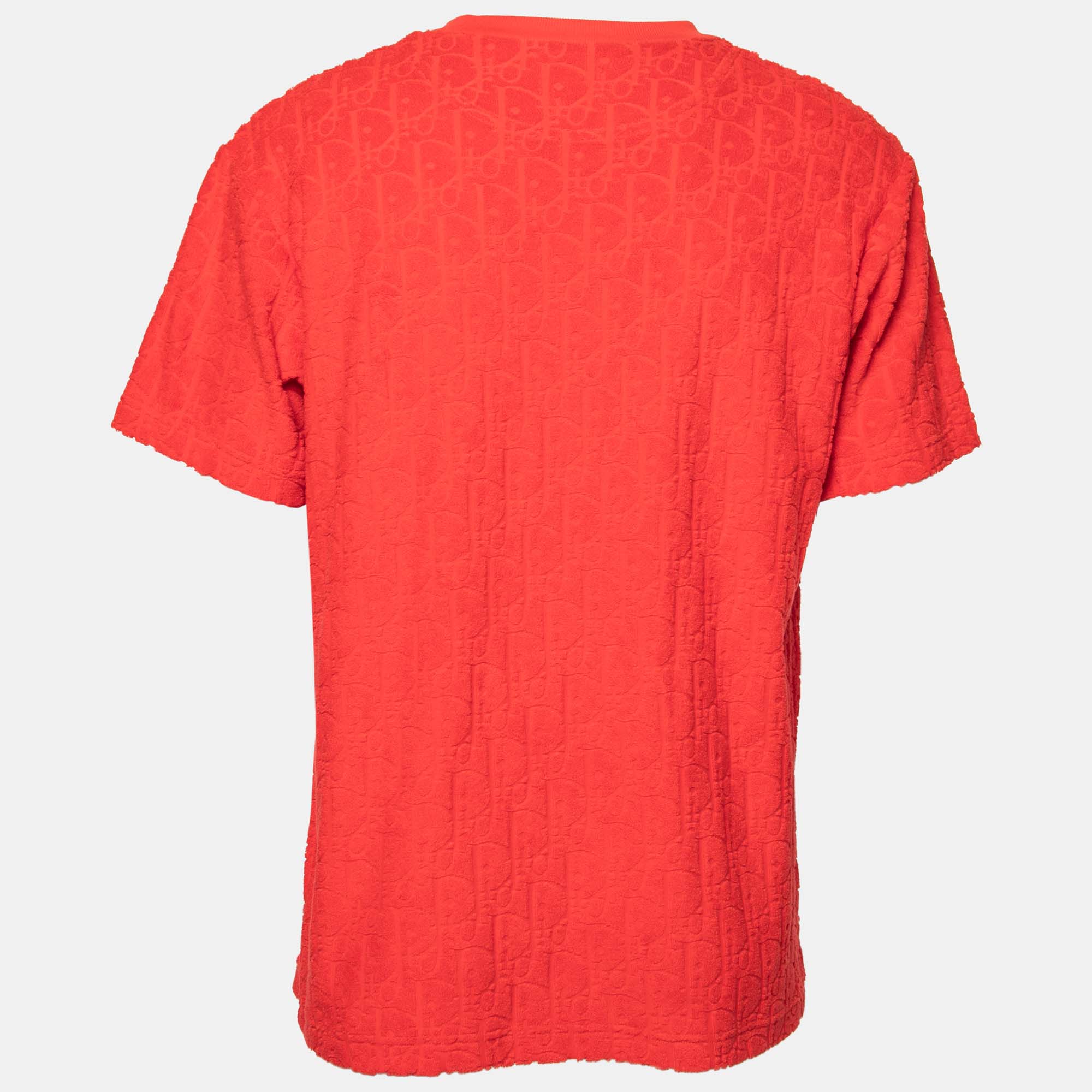 

Dior Red Oblique Jacquard Terry Cotton Short Sleeve T-Shirt