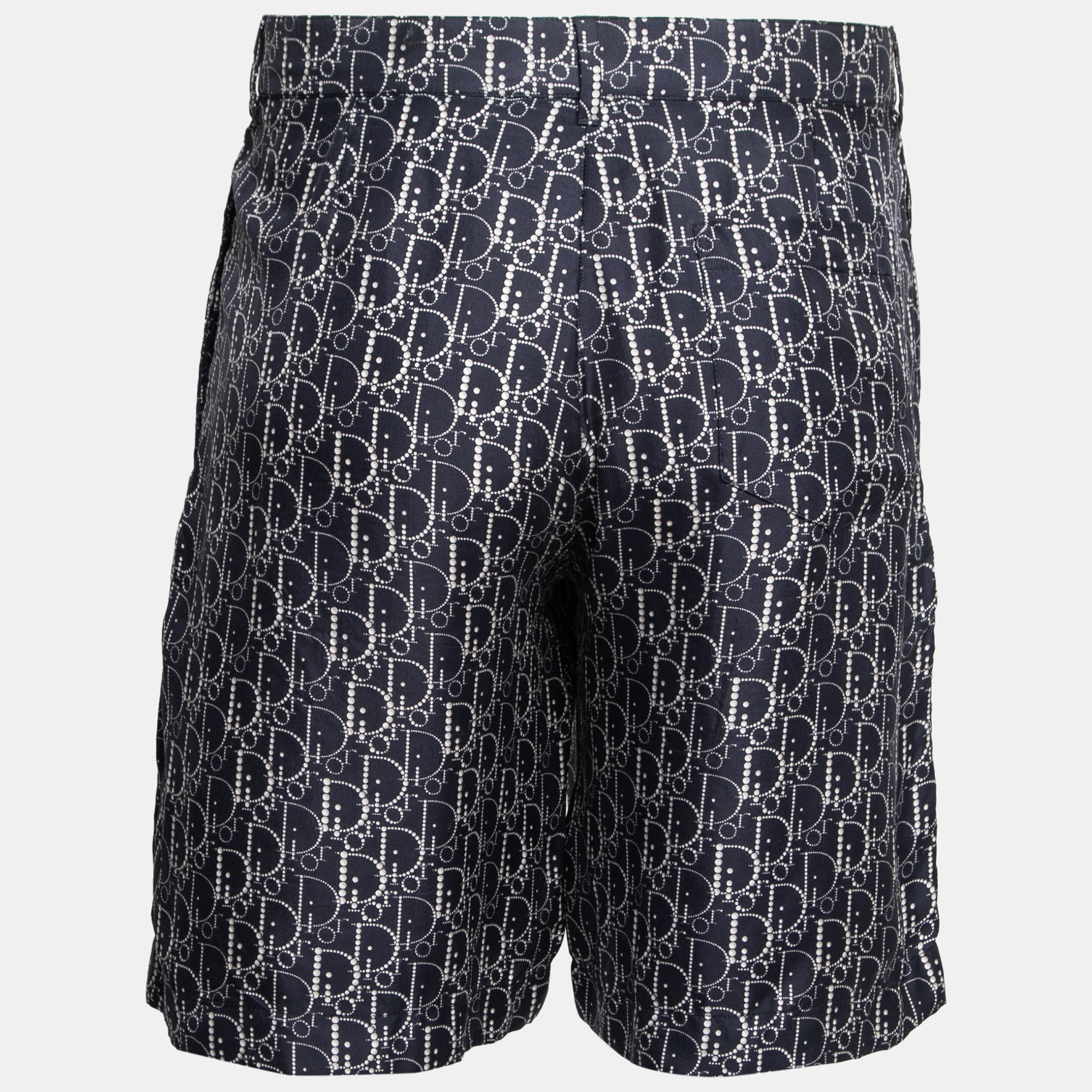 

Dior Navy Blue Silk Pearl Print Shorts
