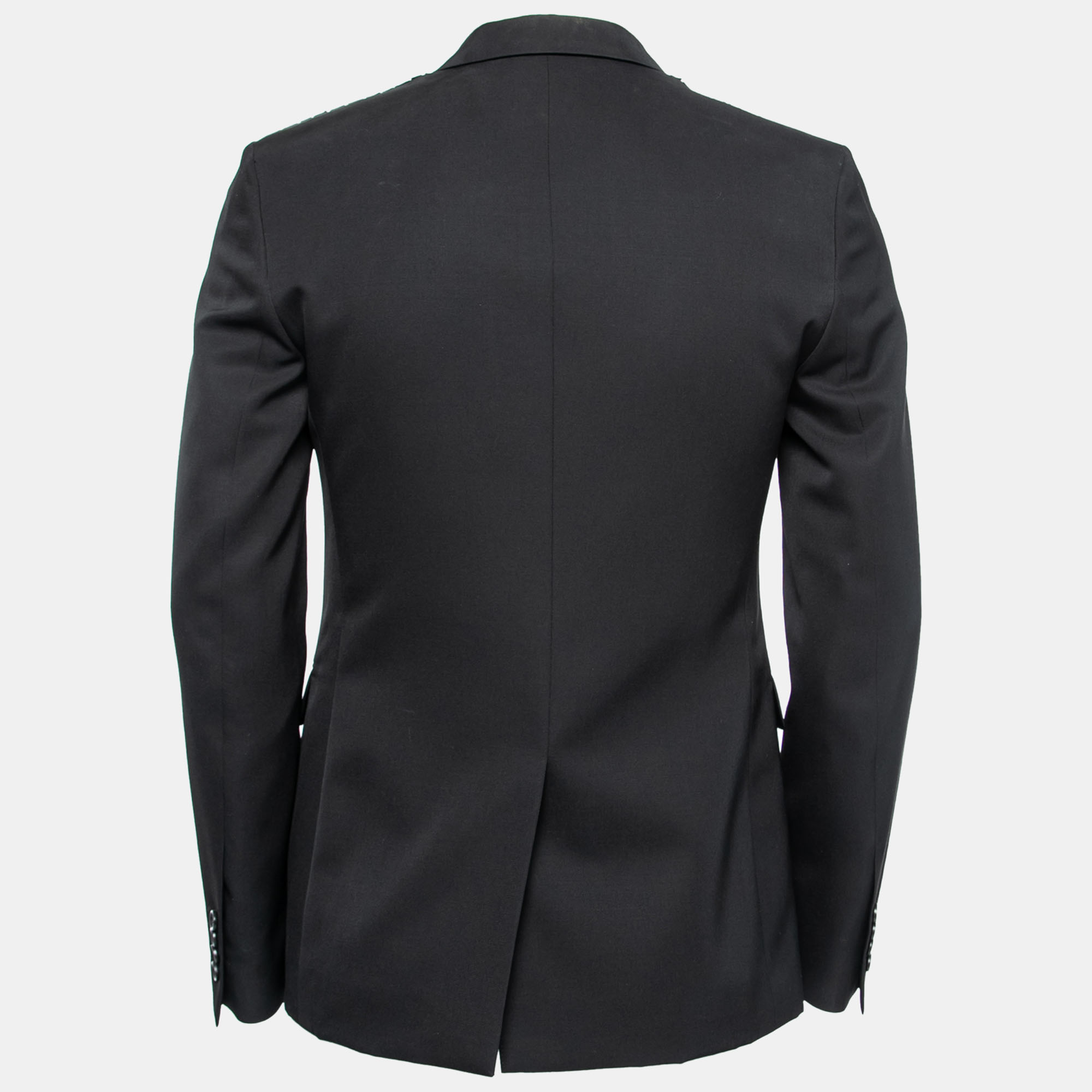 

Dior Black Wool & Leather Embellished Single Breasted Blazer