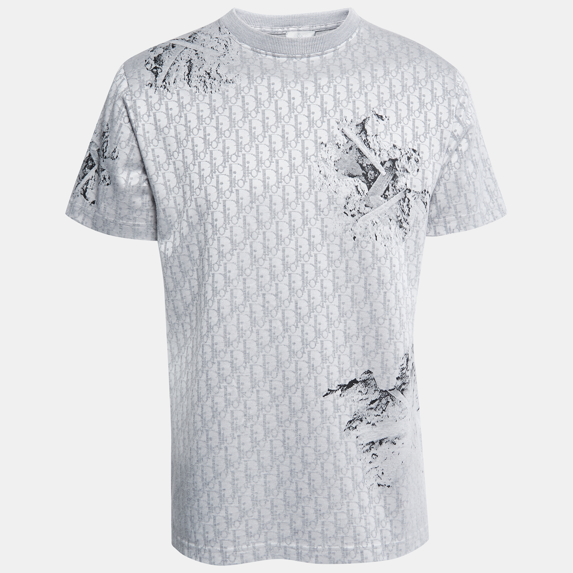 Dior Grey Oblique Jacquard Knit T-Shirt M