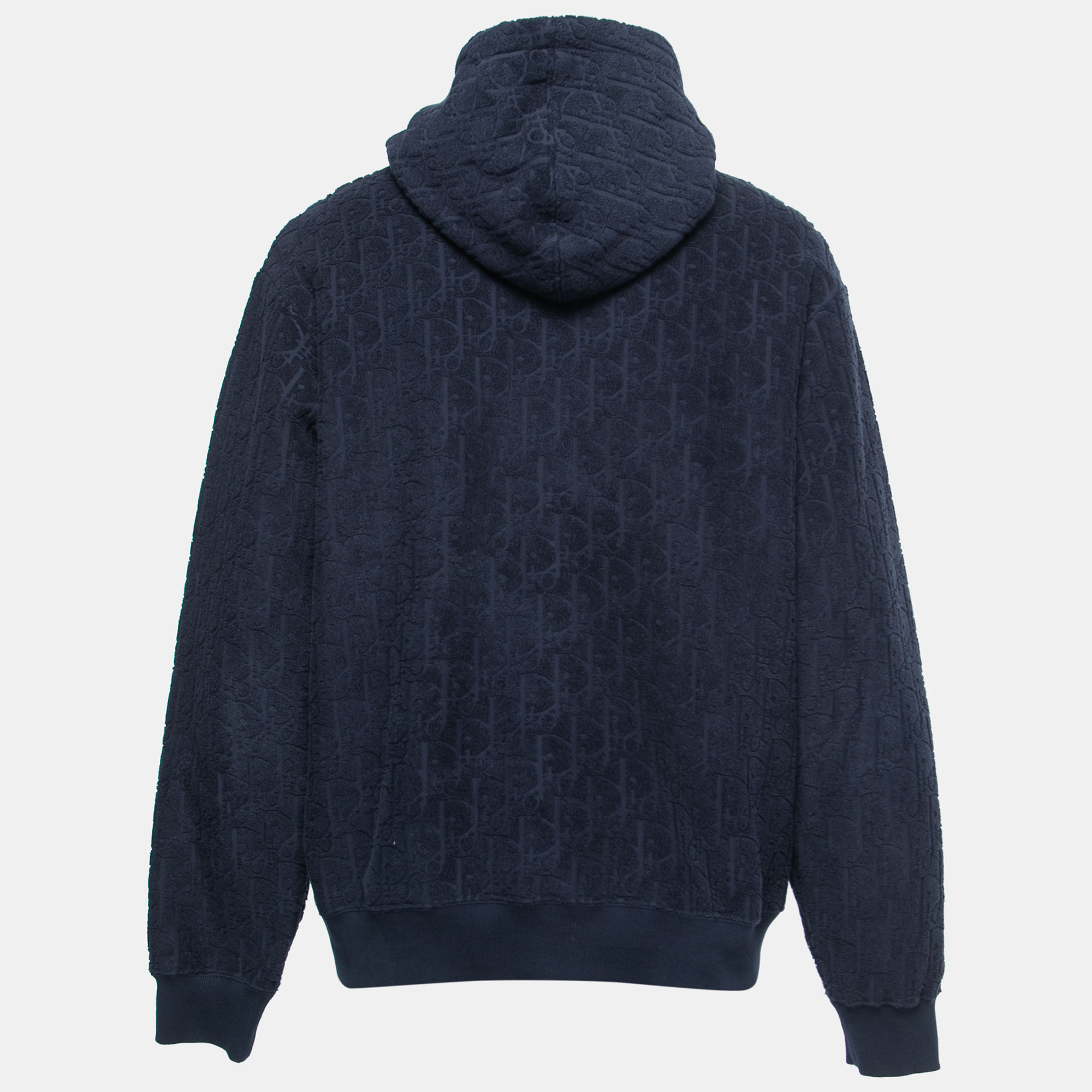 

Dior Homme Navy Blue Dior Oblique Jacquard Terry Cotton Hooded Sweatshirt