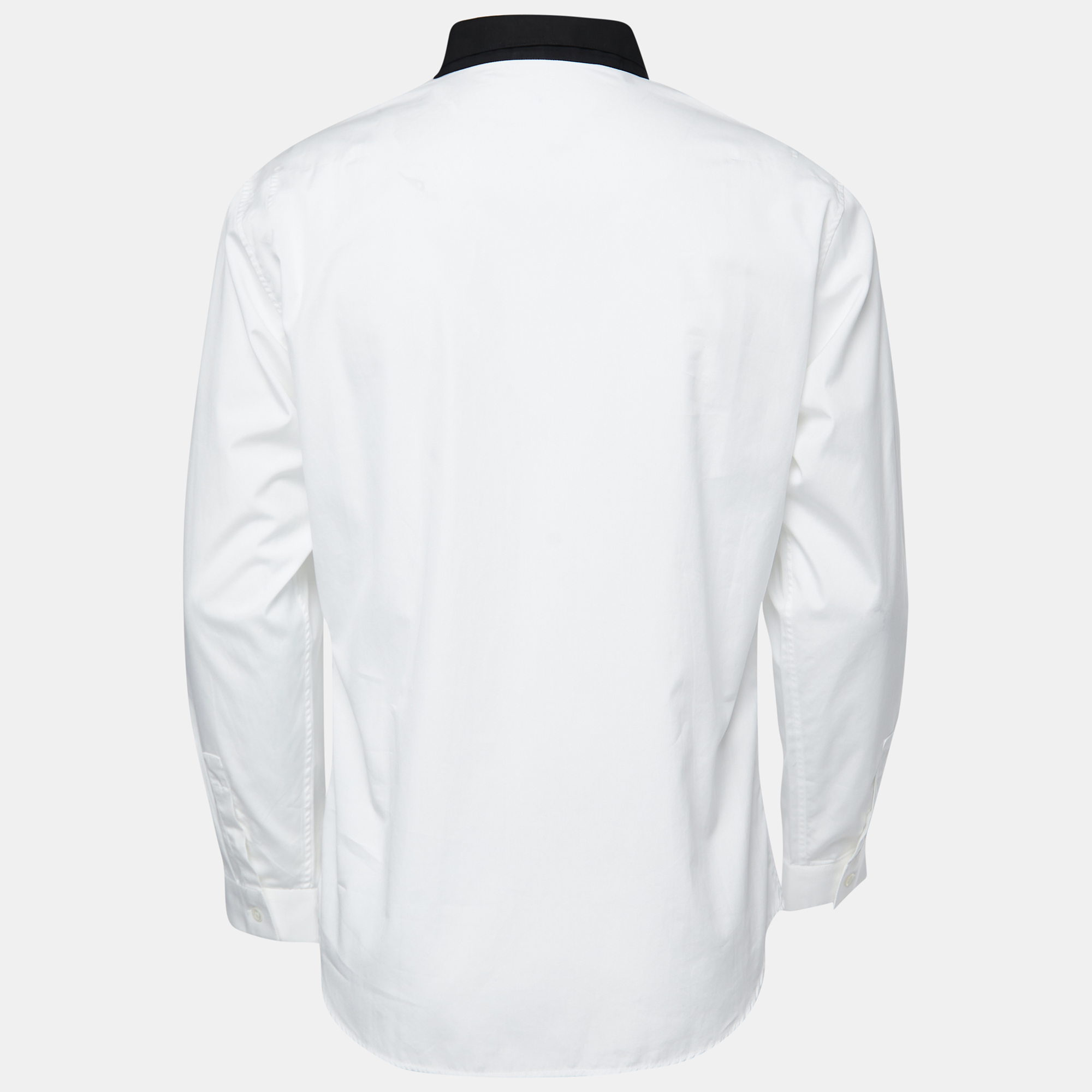 

Dior Homme White Cotton Bee Embroidered Contrast Collar Shirt
