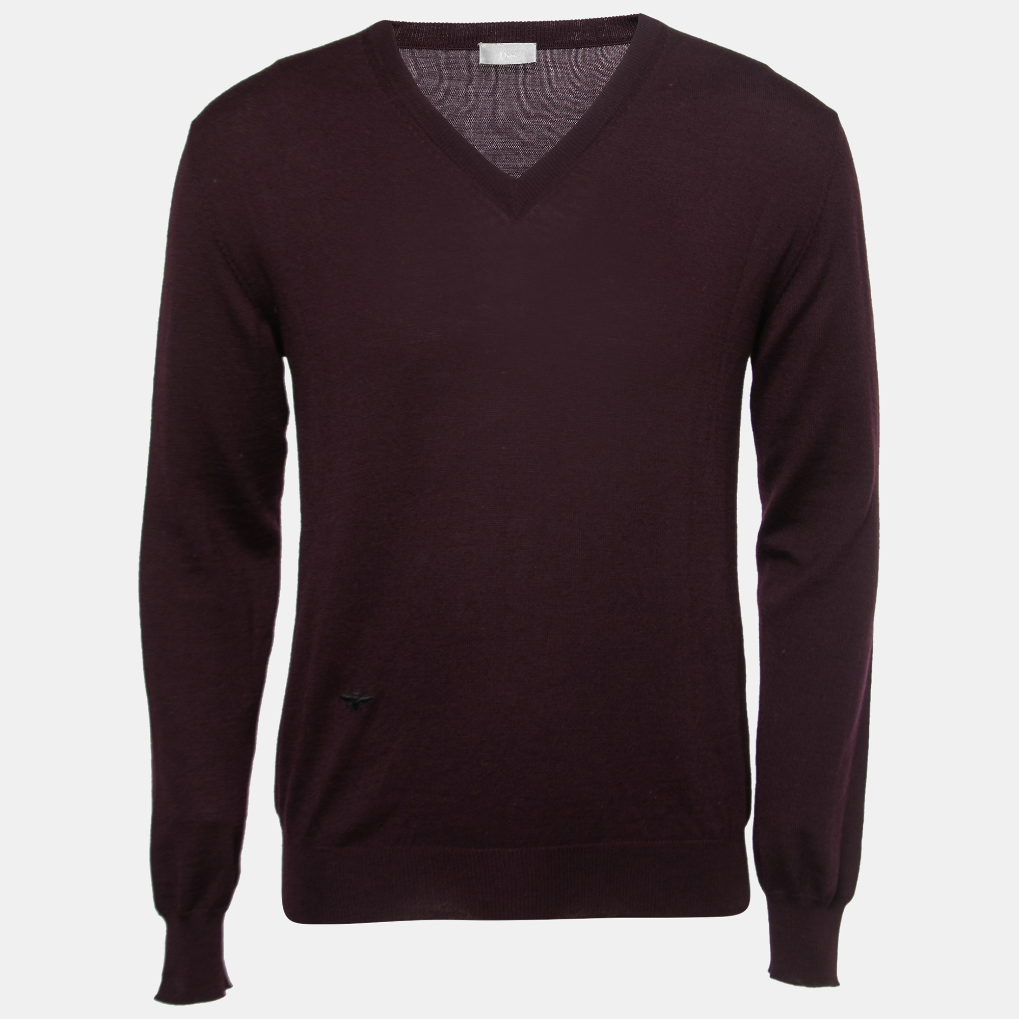 Dior Homme Plum Purple Wool V-Neck Jumper M Dior | The Luxury Closet