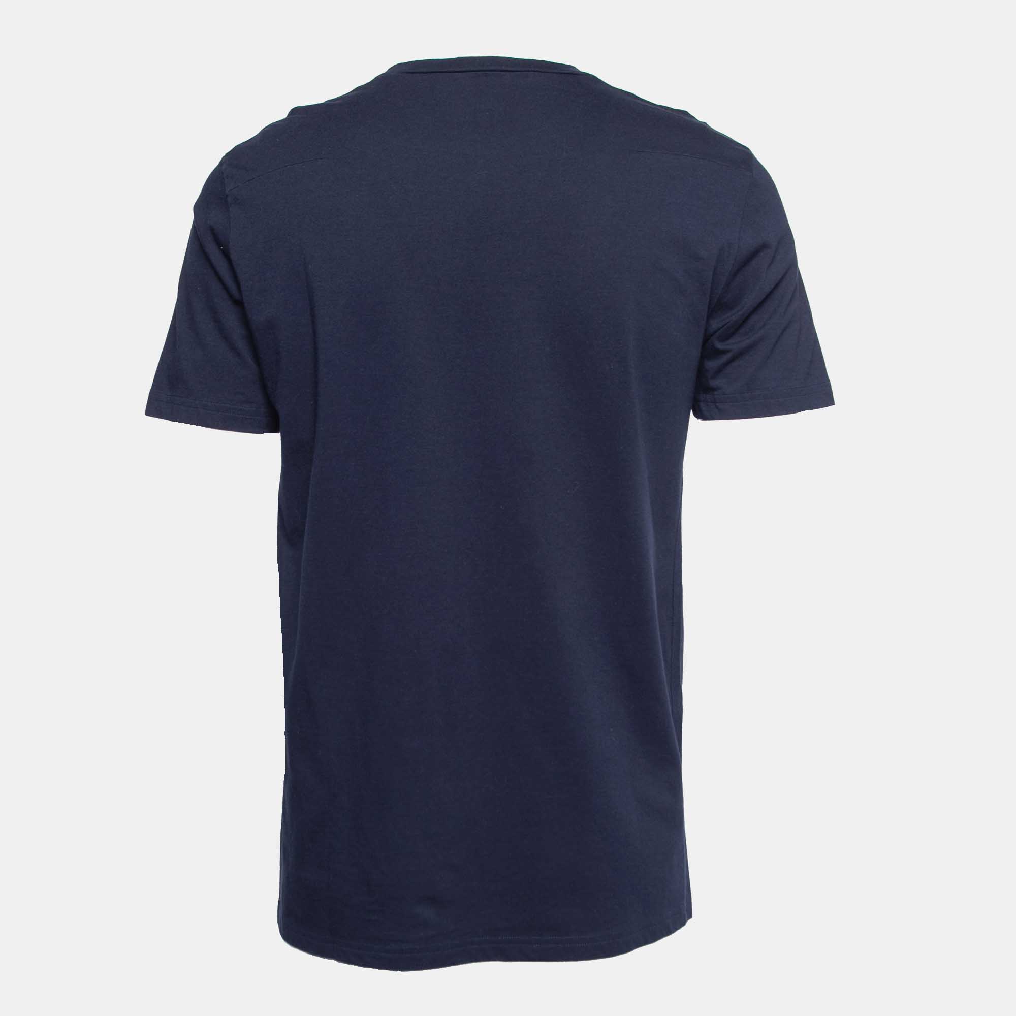 

Dior Homme Navy Blue Cotton Bee Embroidered T-Shirt