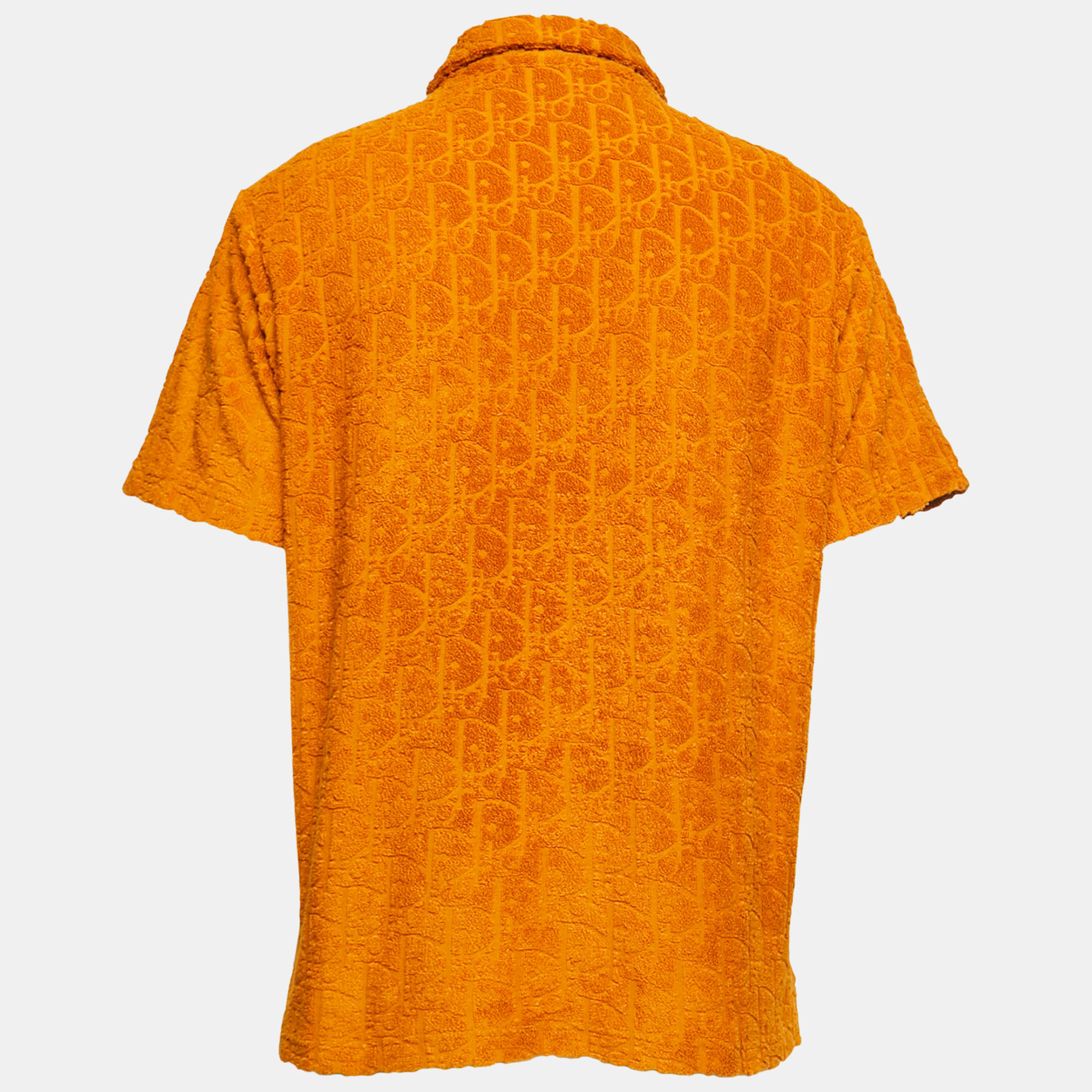 

Dior Orange Oblique Monogram Jacquard Terry Short Sleeve Polo T-Shirt