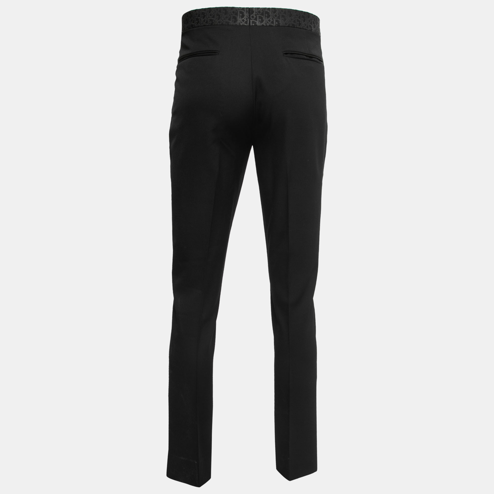 

Dior Black Monogram Detail Waist Silk Trousers