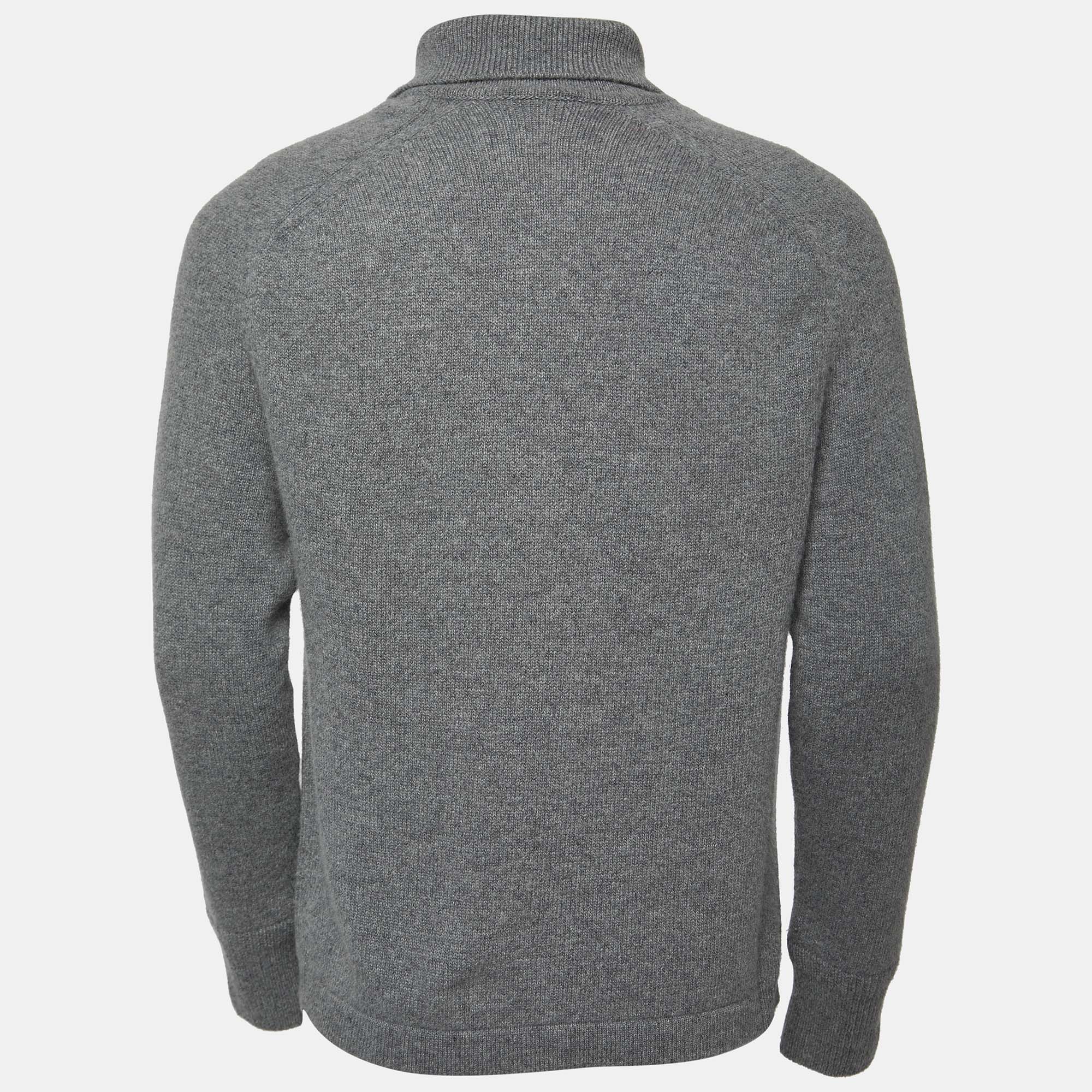 

Dior Grey Logo Embroidered Wool Blend Polo Full Sleeve T-Shirt