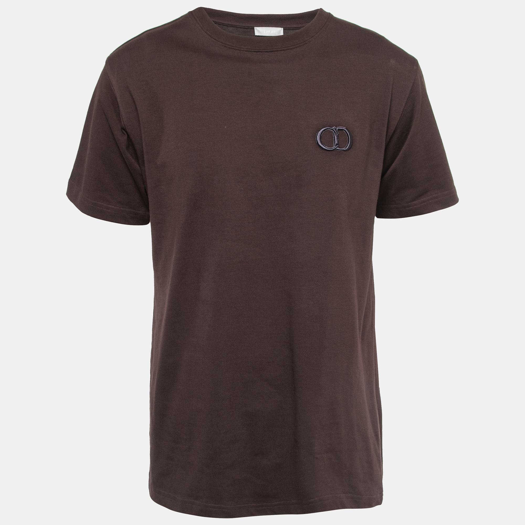 Click to view more detailed imagery on our partner's website Pre-owned Dior Homme Brown Cotton Cd Icon Embroidered Crew Neck T-shirt M
