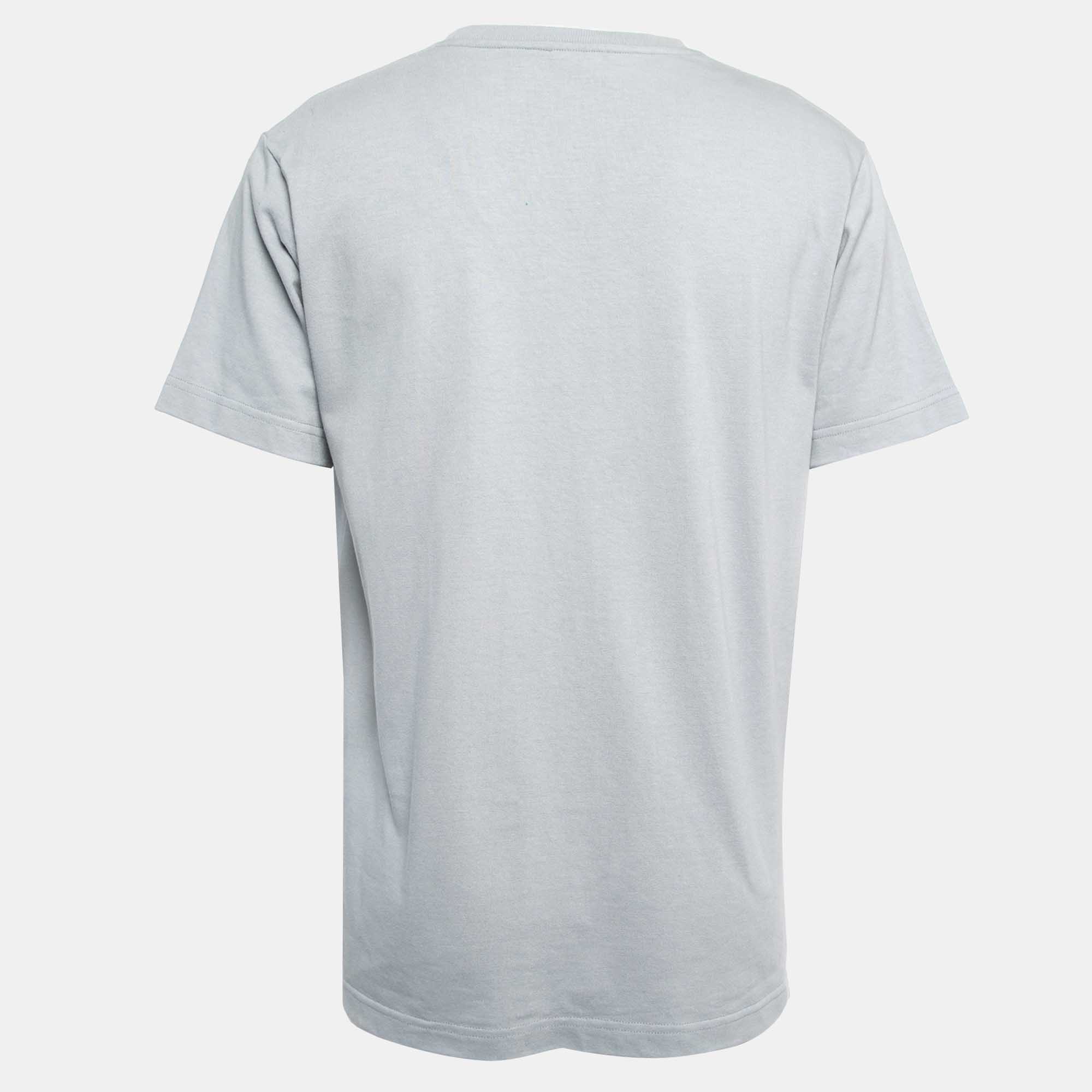 

Dior Homme X Daniel Arsham Grey Eroded Logo Print Cotton Crew Neck T-Shirt