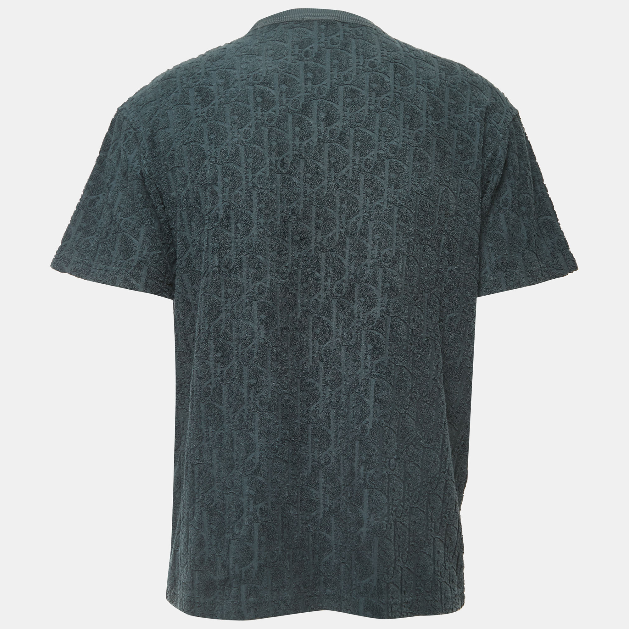 

Dior Dark Green Oblique Patterned Terry Cotton Relaxed Fit T-Shirt
