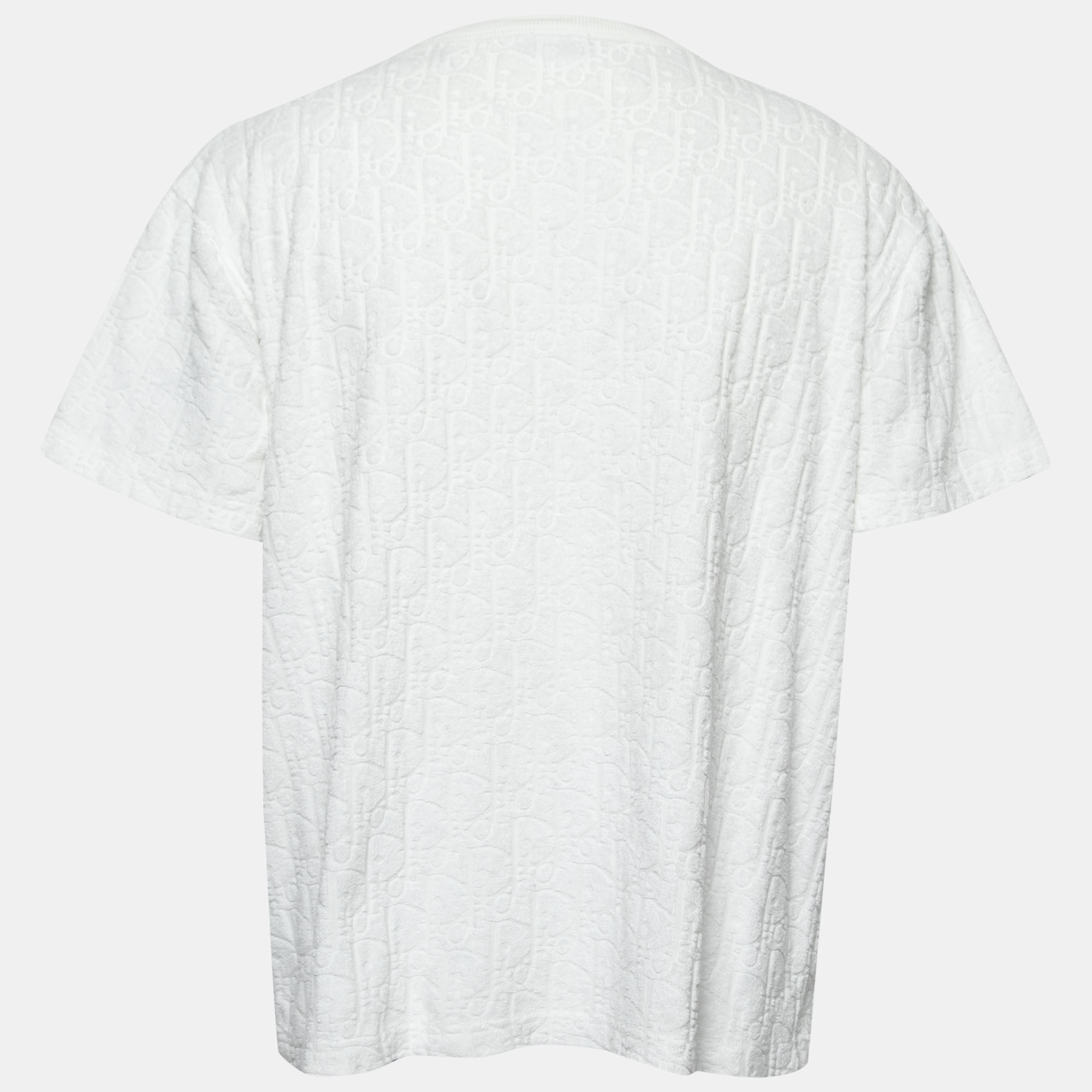 

Dior White Oblique Patterned Cotton Half Sleeve T-Shirt