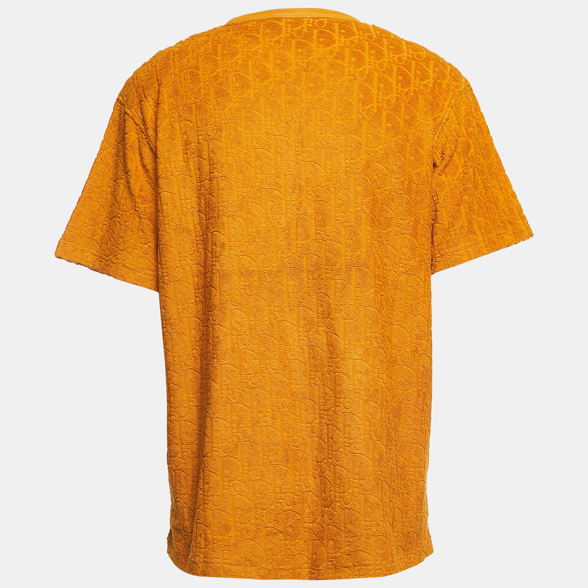 

Dior Mustard Yellow Oblique Jacquard Terry Cotton Relaxed Fit T-Shirt