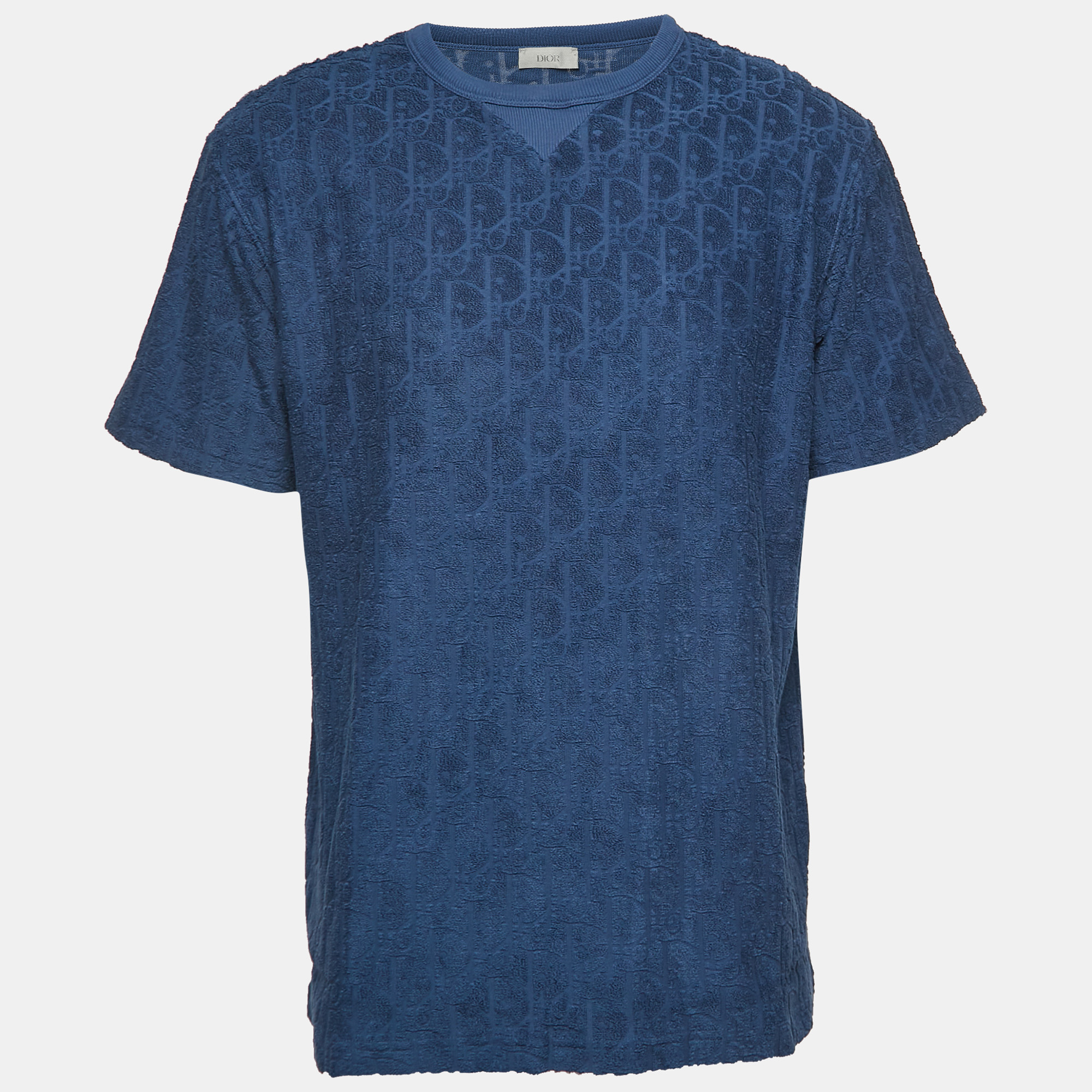 

Dior Blue Oblique Jacquard Terry Cotton Relaxed Fit T-Shirt