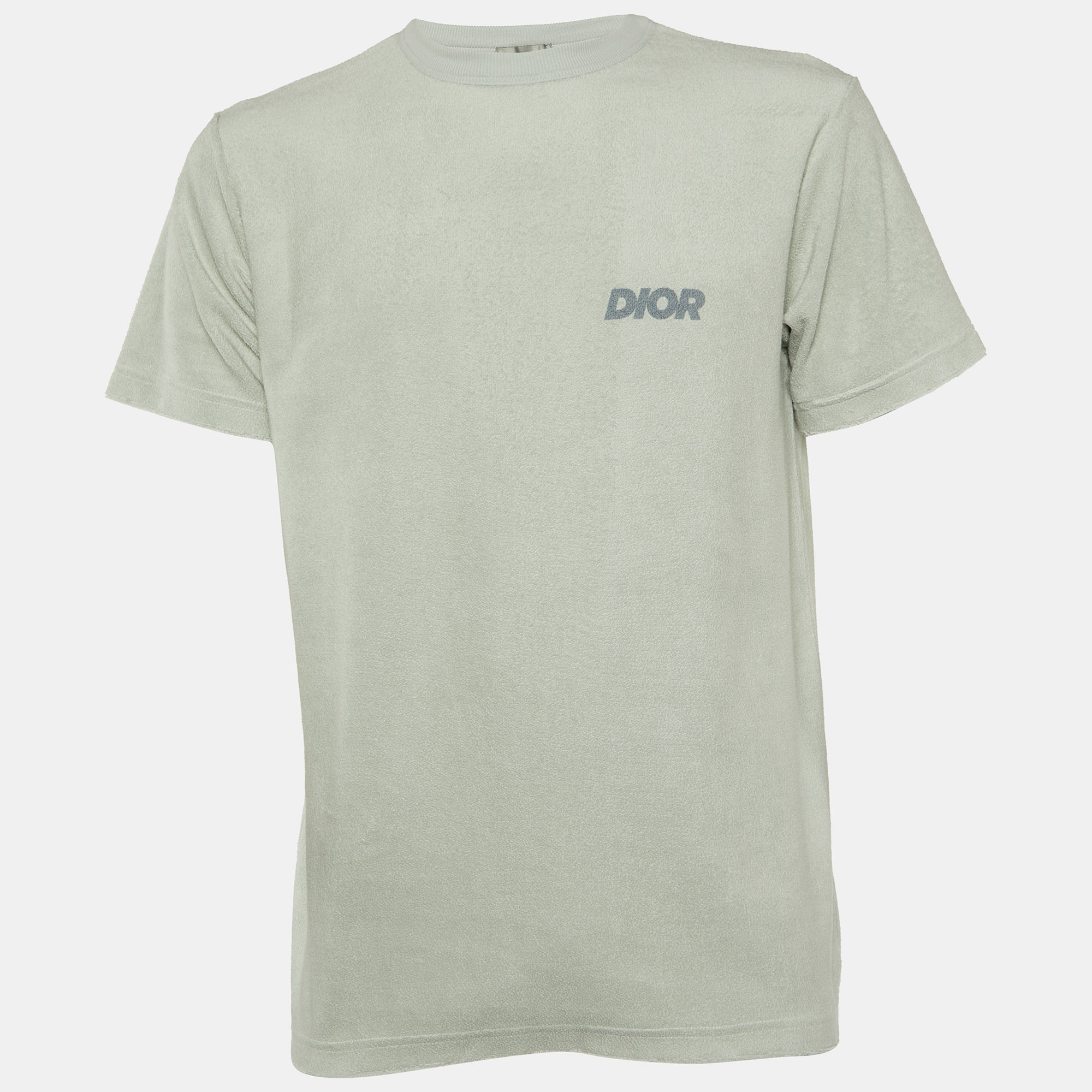 Pre Owned Dior Homme Logo printed Terry Cotton Crewneck T-Shirt S