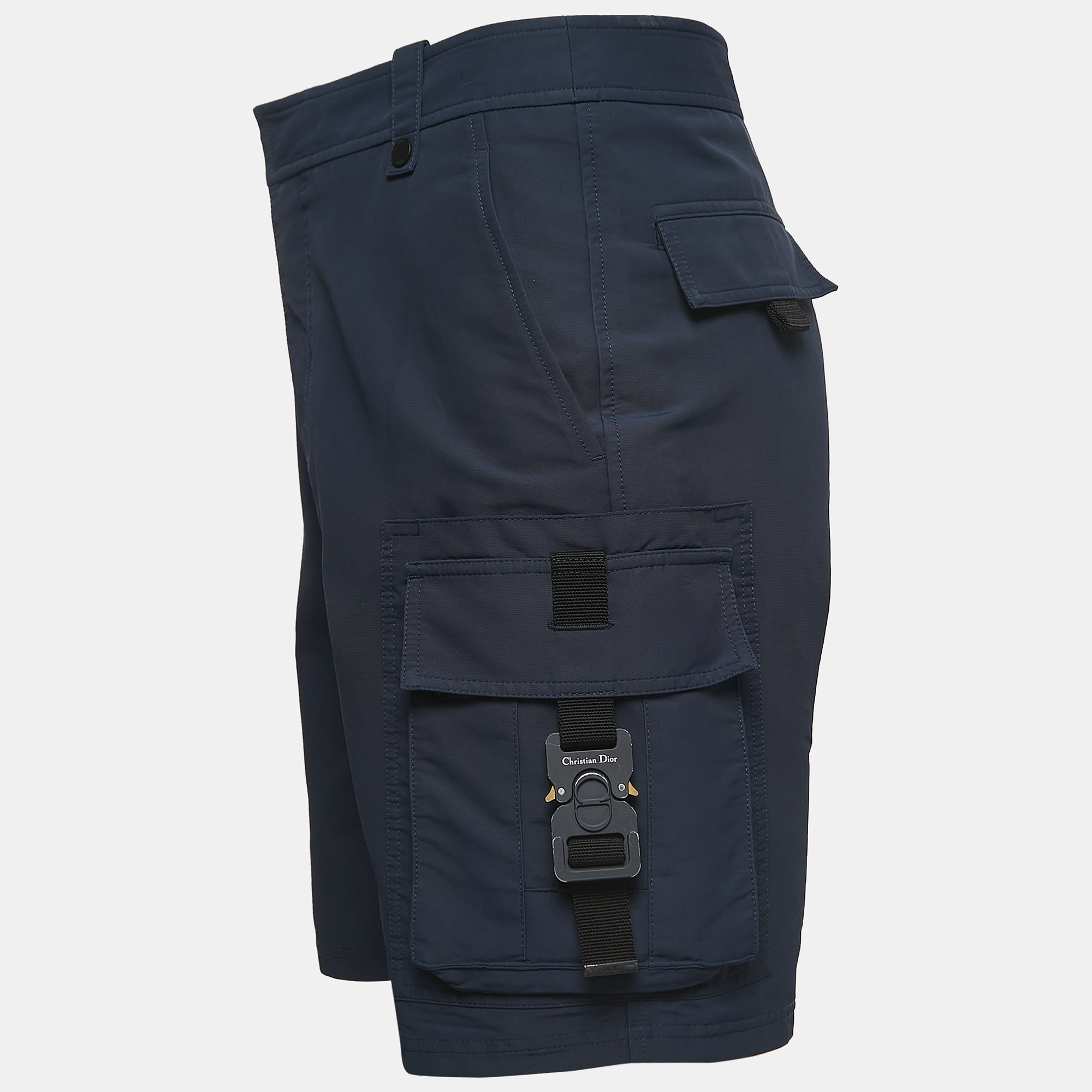 

Dior Homme Navy Blue Nylon Blend Buckle Detailed Shorts