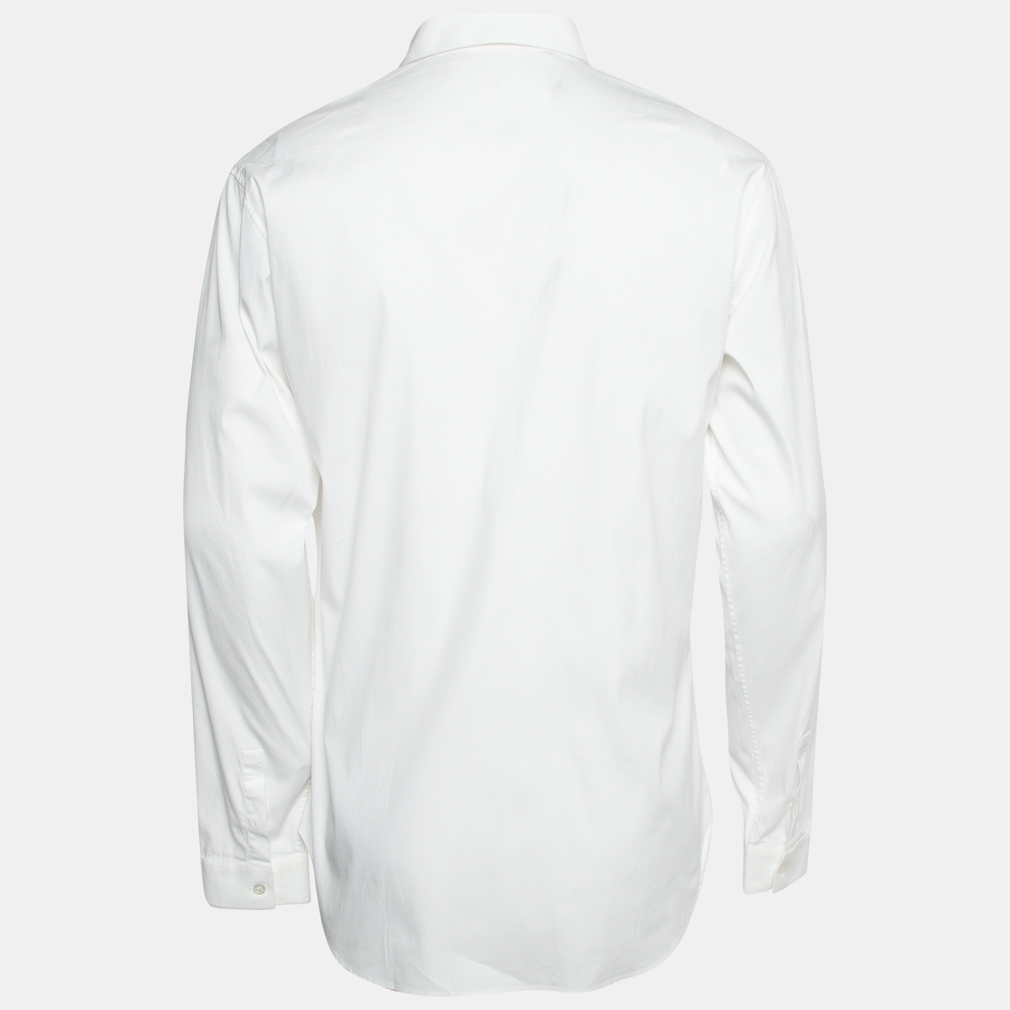 

Dior White Cotton Logo Embroidered Button-Up Shirt