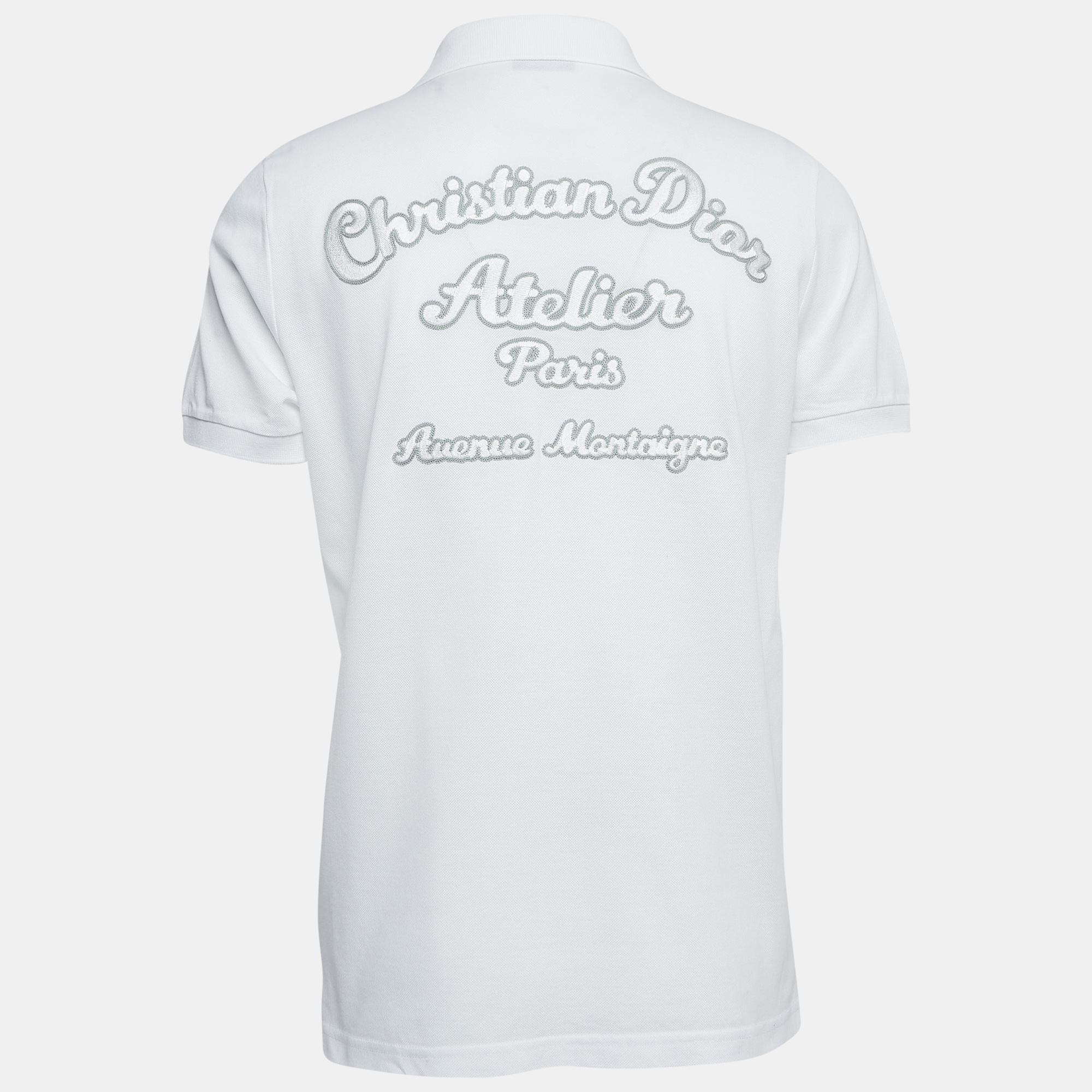 

Dior White Cotton Pique Embroidered Polo T-Shirt