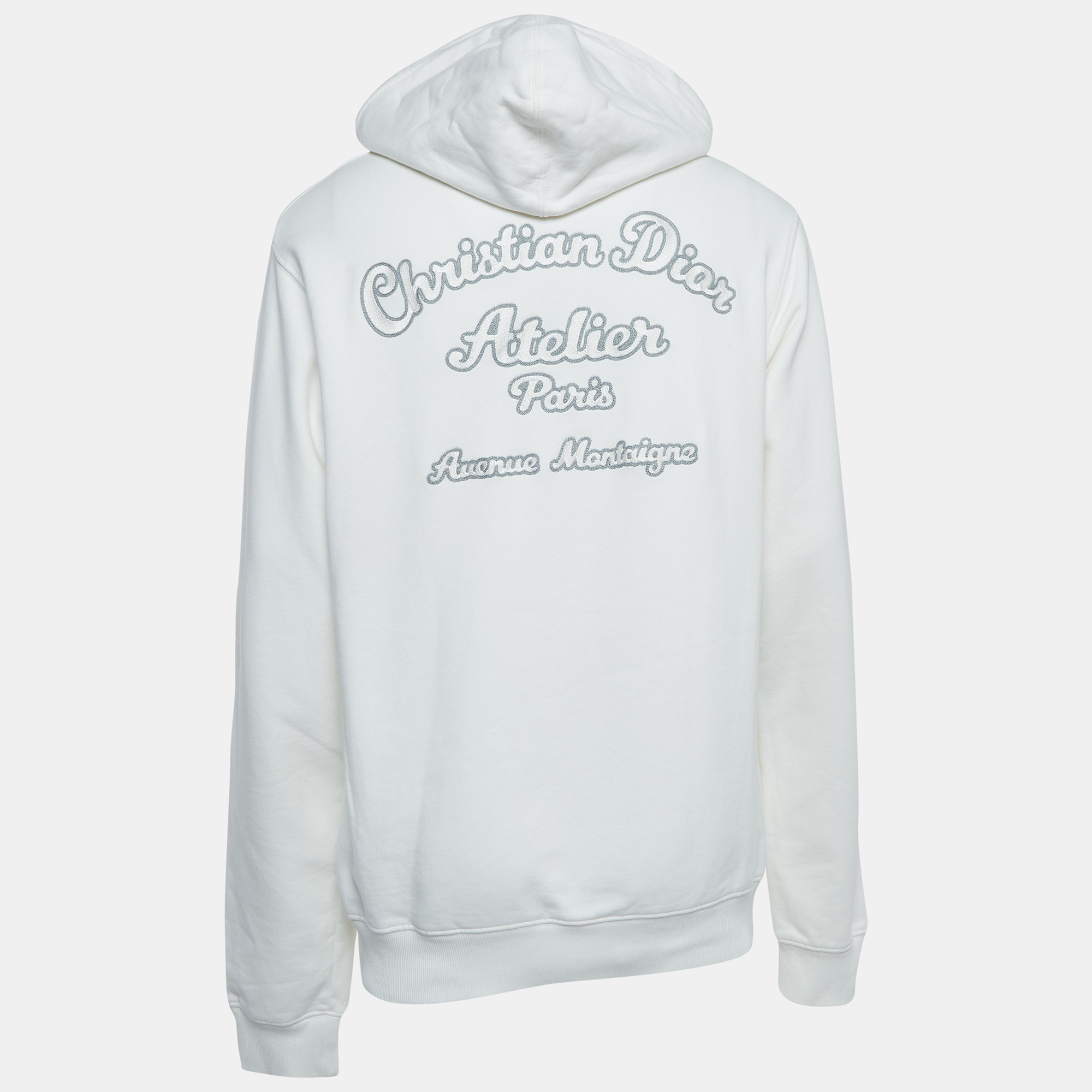 

Dior White Logo Embroidered Cotton Hoodie