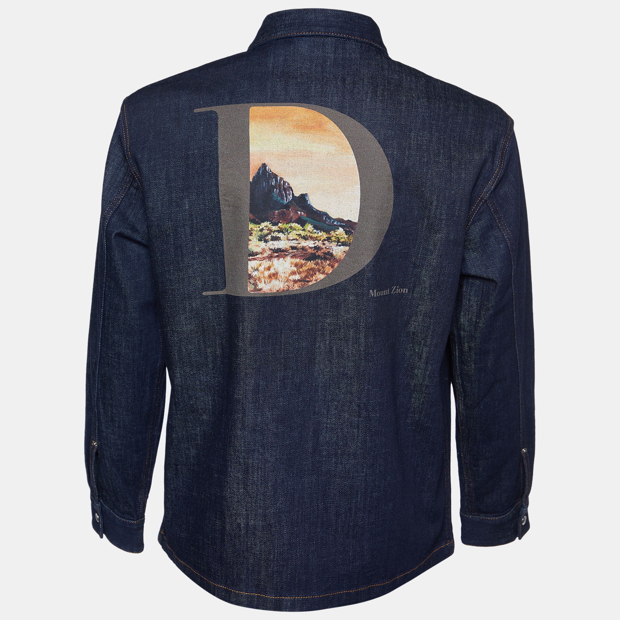

Dior Homme Dark Blue Denim Button Front Jacket, Navy blue
