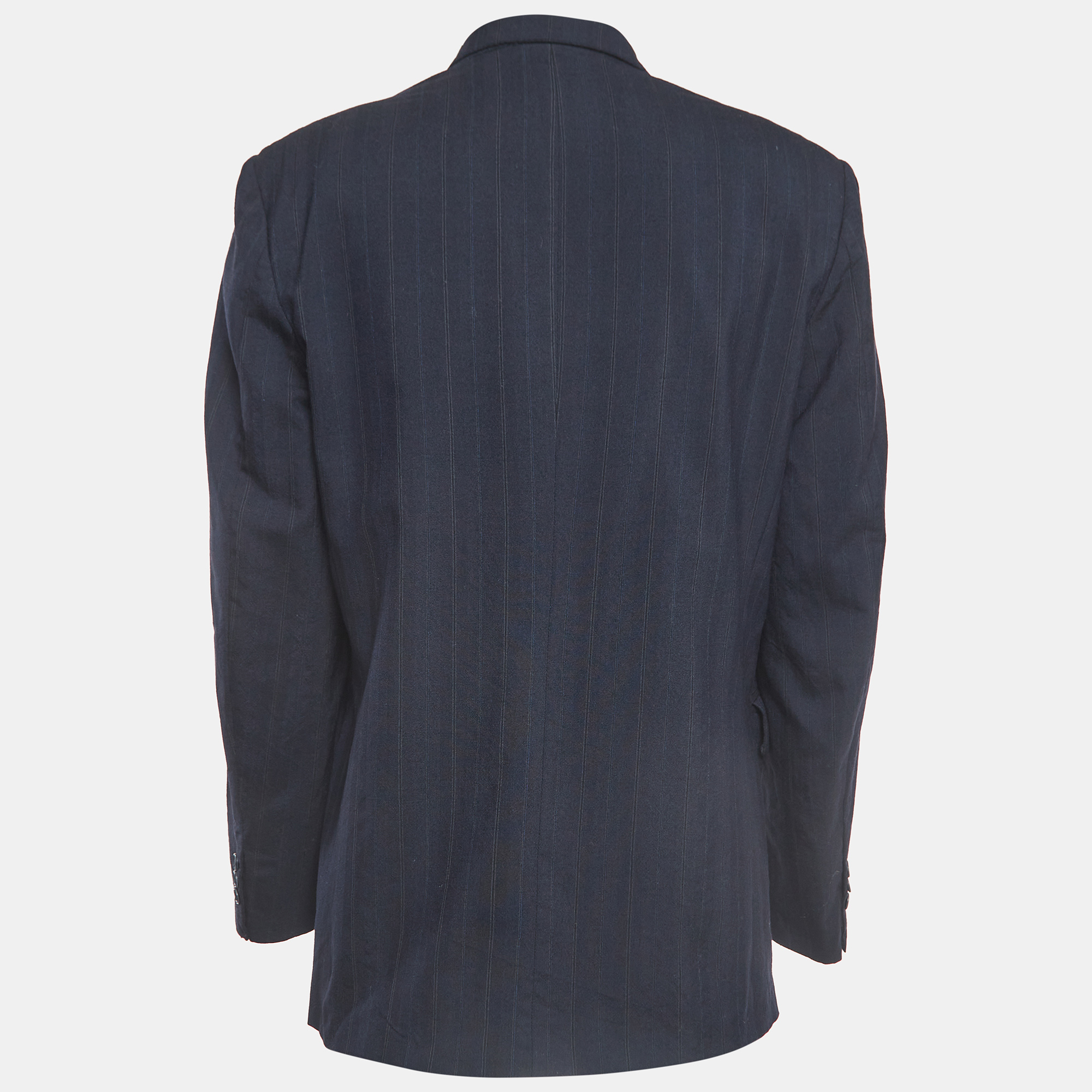 Dior Vintage Navy Blue Pinstripes Wool Single Breasted Blazer XS 