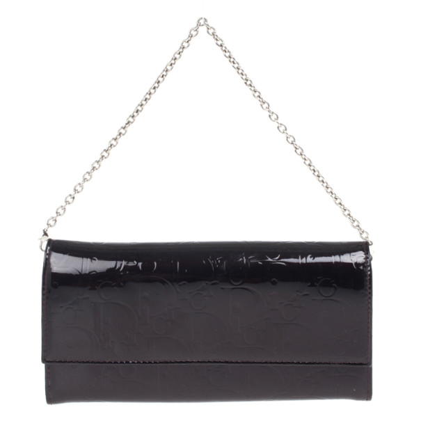 مملوكة مسبقًا محفظة ديور ألتيميت كونتينيتال جلد أرجواني لامع بالشعار