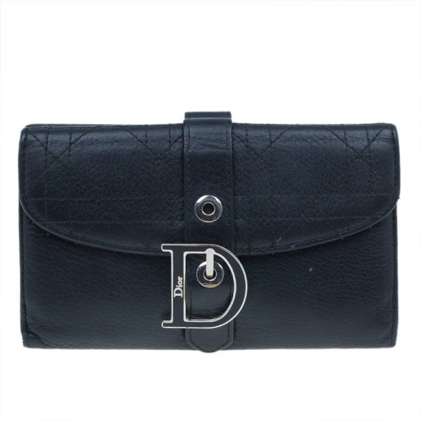 Dior Black Cannage Leather D Charm Wallet