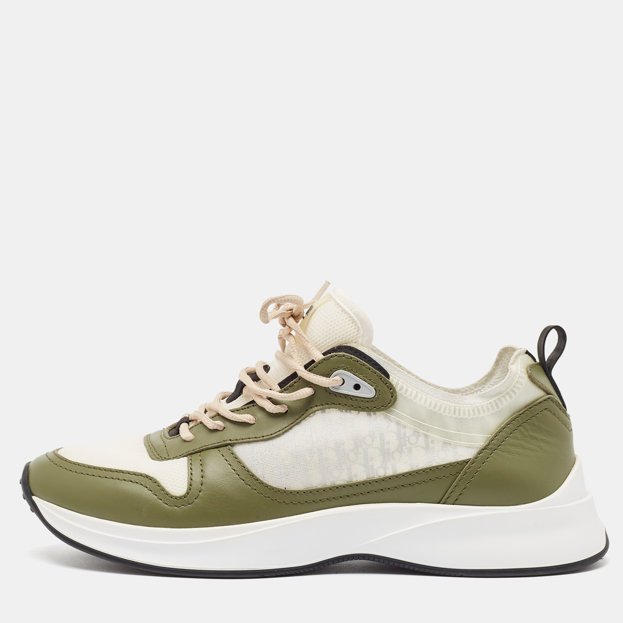 

Dior Green/White Mesh and Leather Homme Low Top Sneakers Size