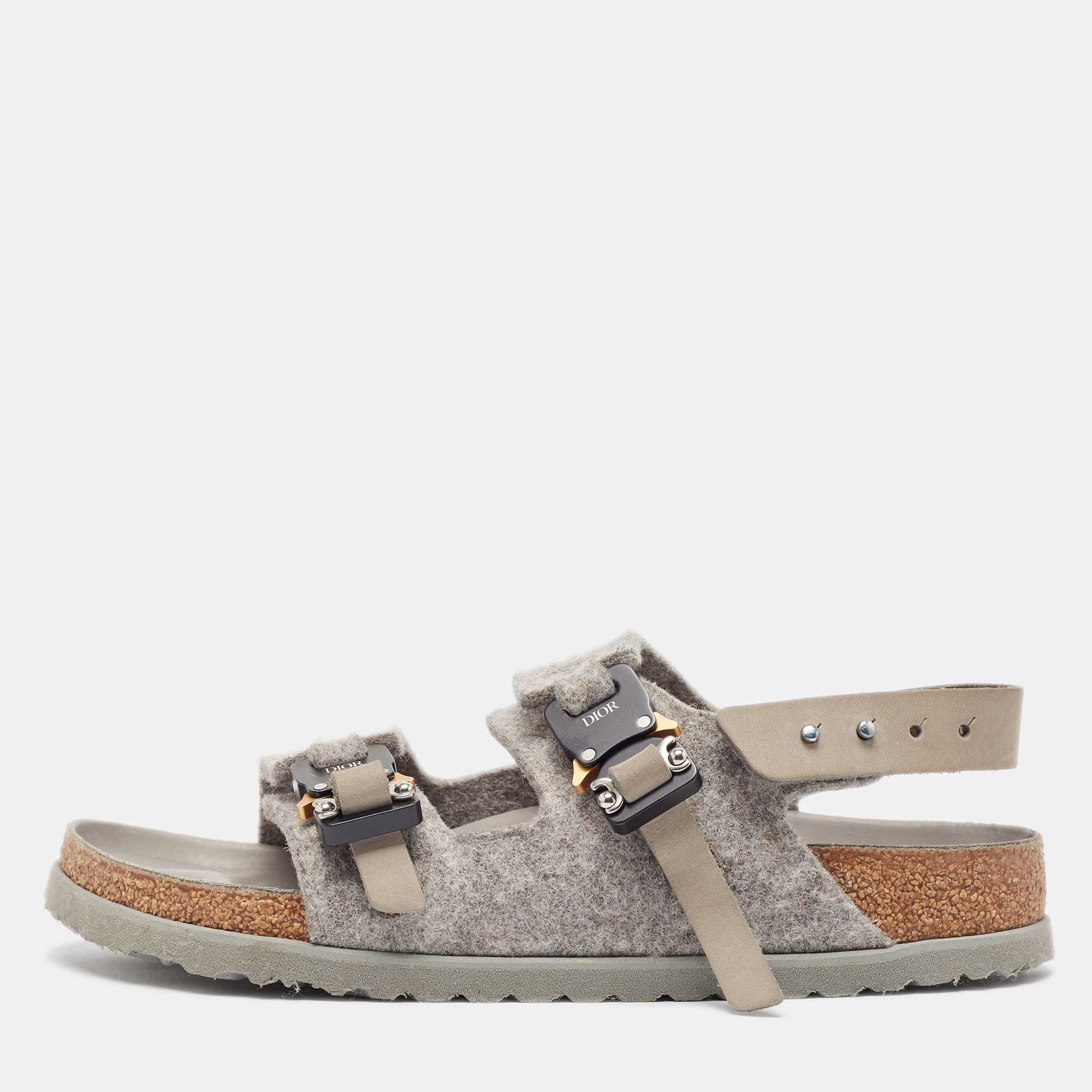 

Dior X Birkenstock Grey Wool Slingback Sandals Size