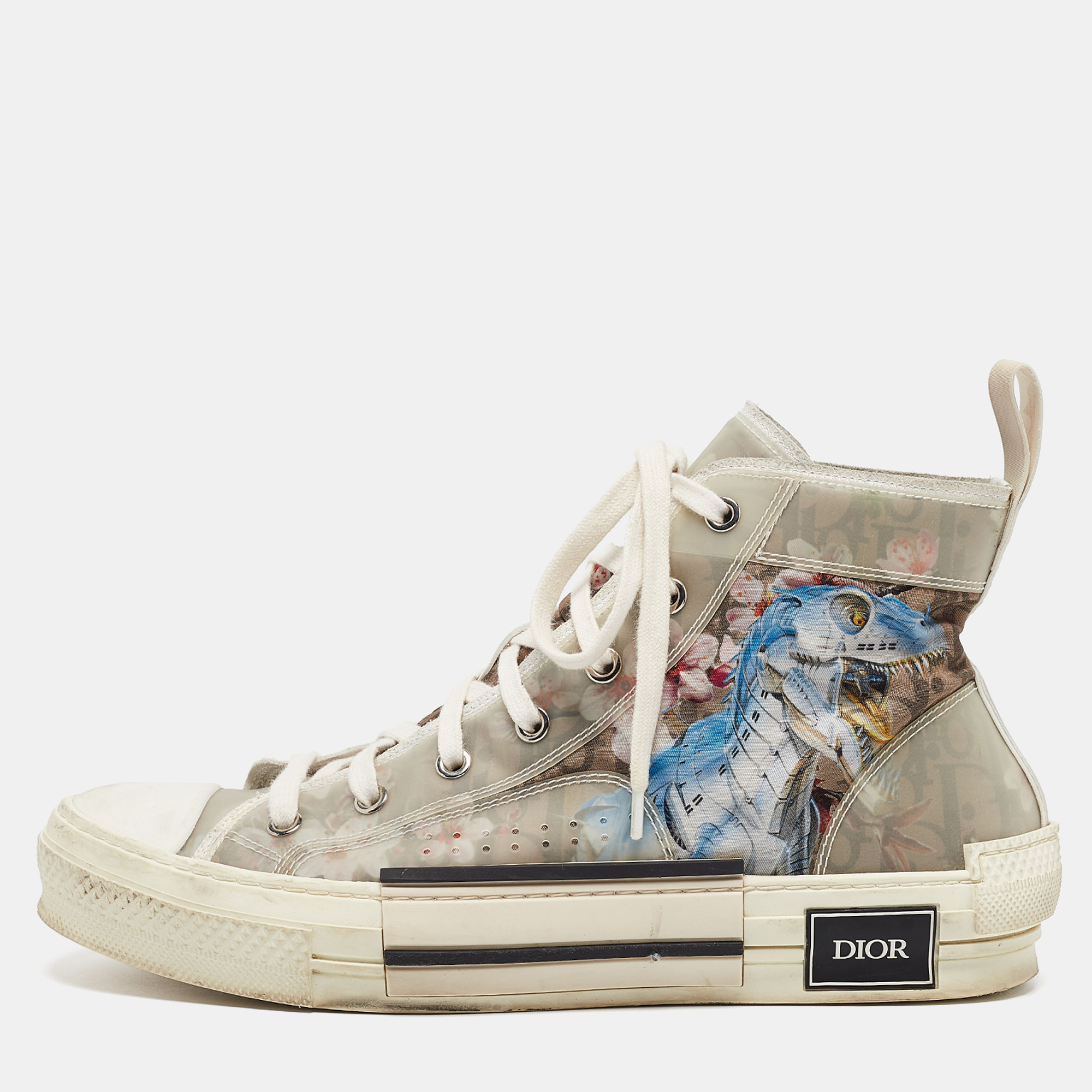 Pre-owned Dior Multicolor Pvc And Nylon Flower Print B23 High Top Sneakers Size 41