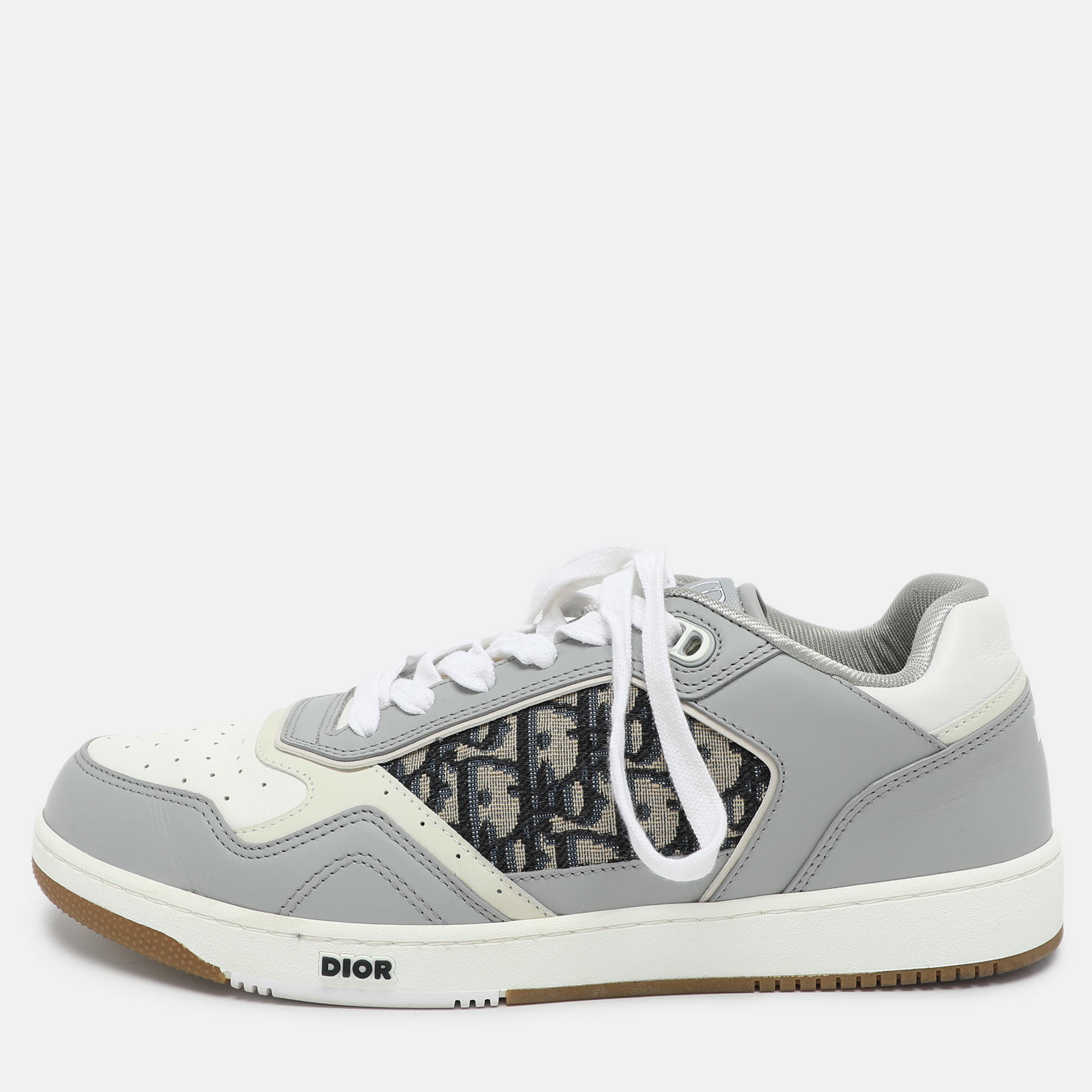 

Dior Grey/White Leather and Oblique Fabric B27 Low Top Sneakers Size