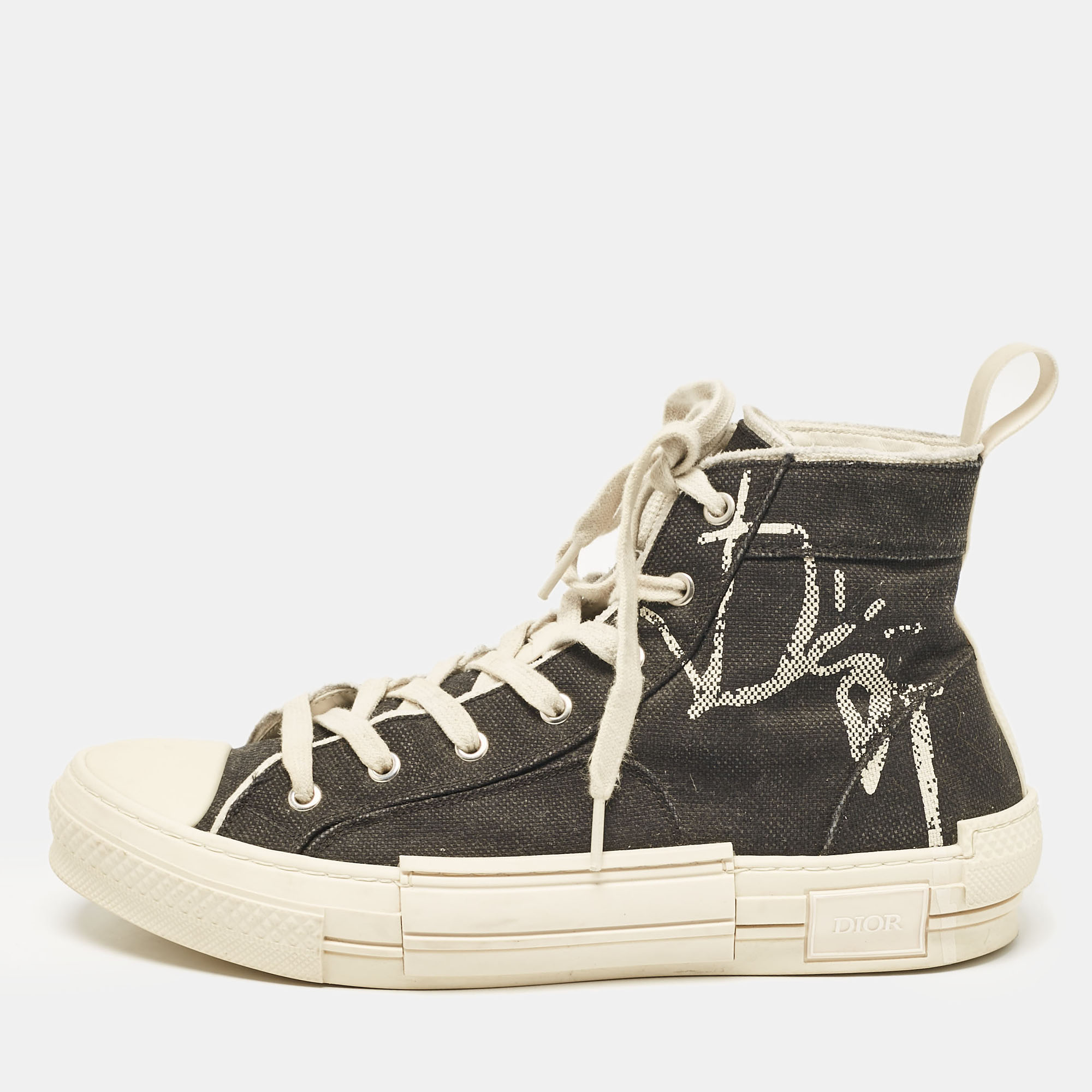 

Dior Black Canvas Cactus Jack B23 High Top Sneakers Size